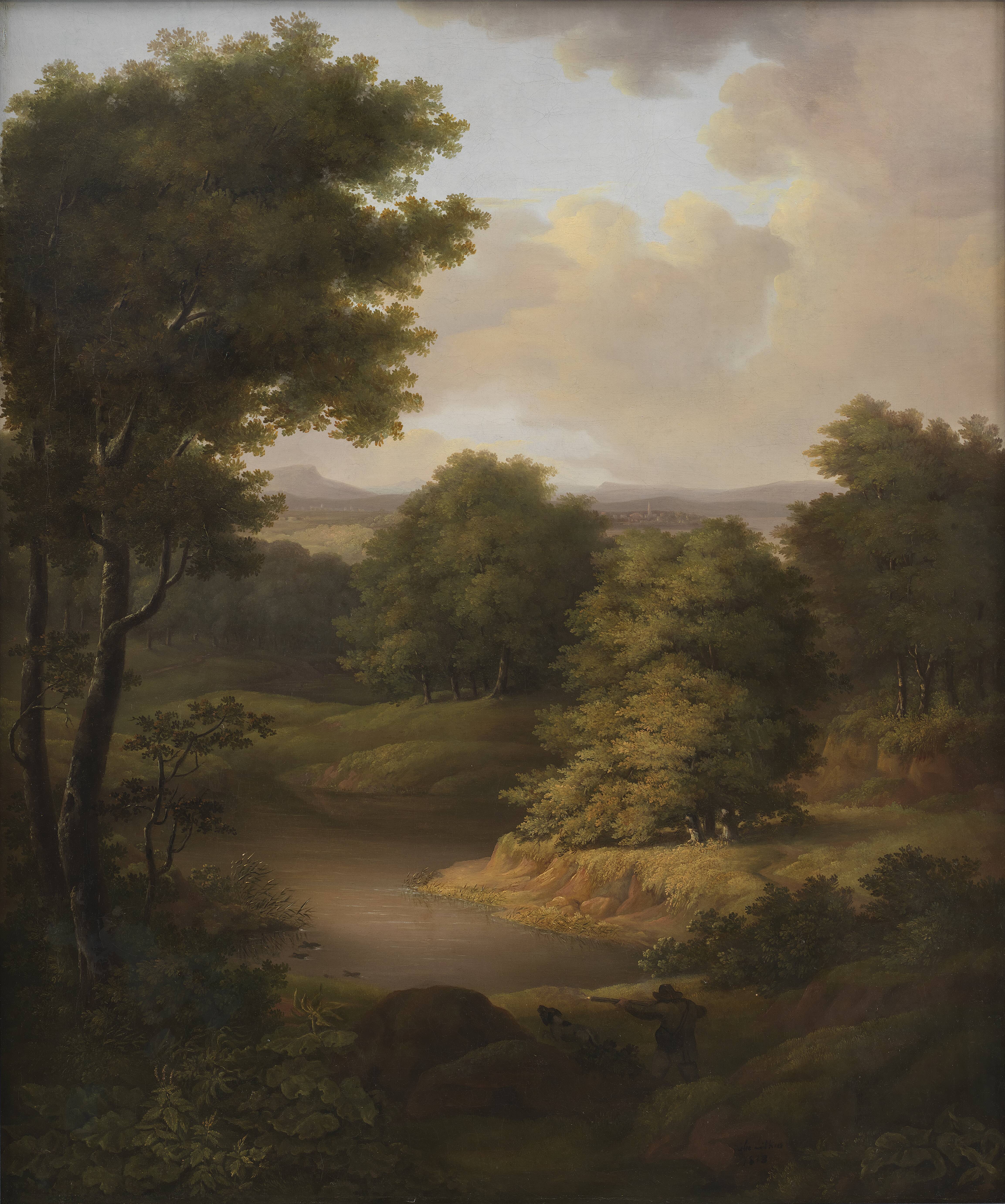 Duck Shooting in a Wooded Landscape