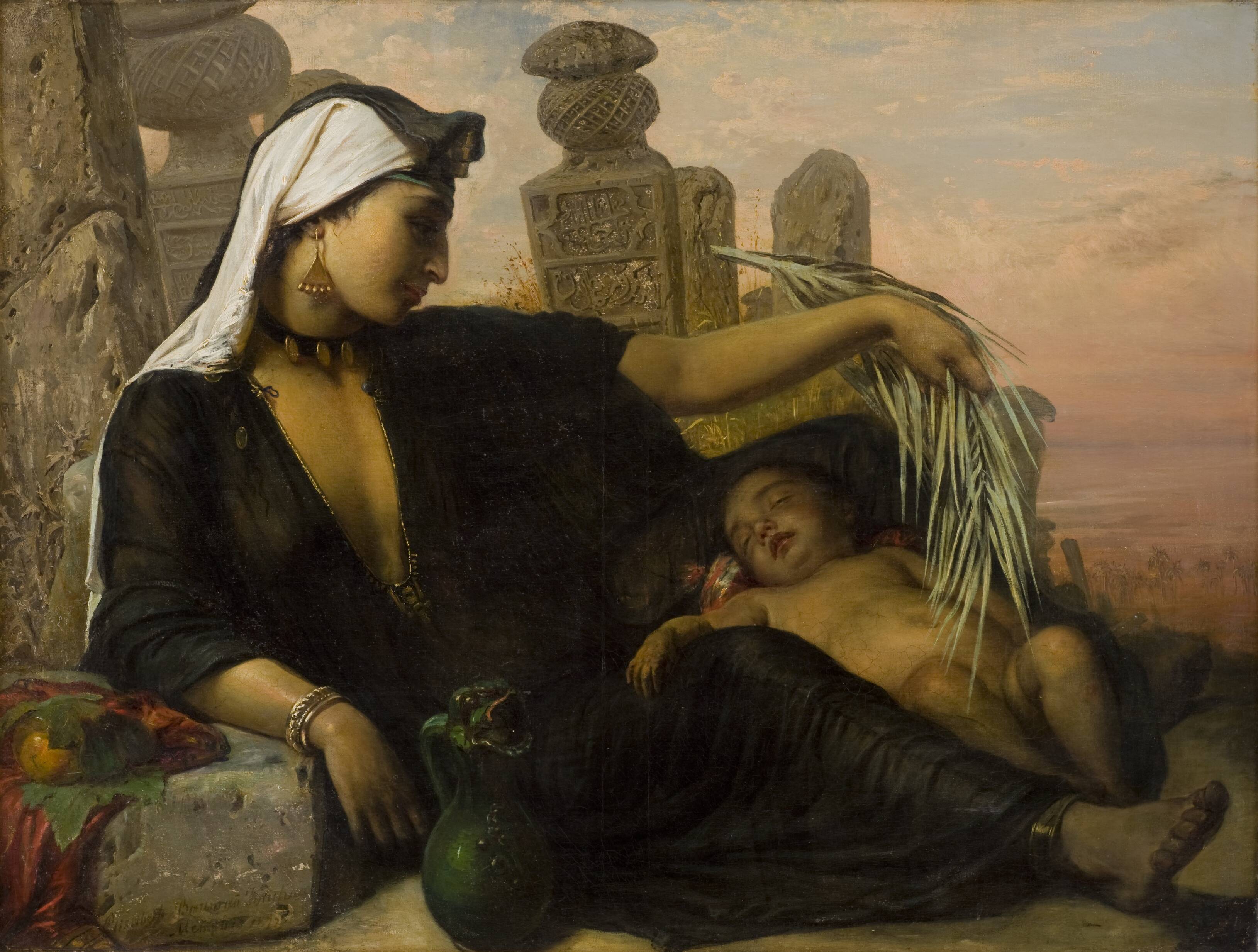 An Egyptian Fellah Woman with her Baby