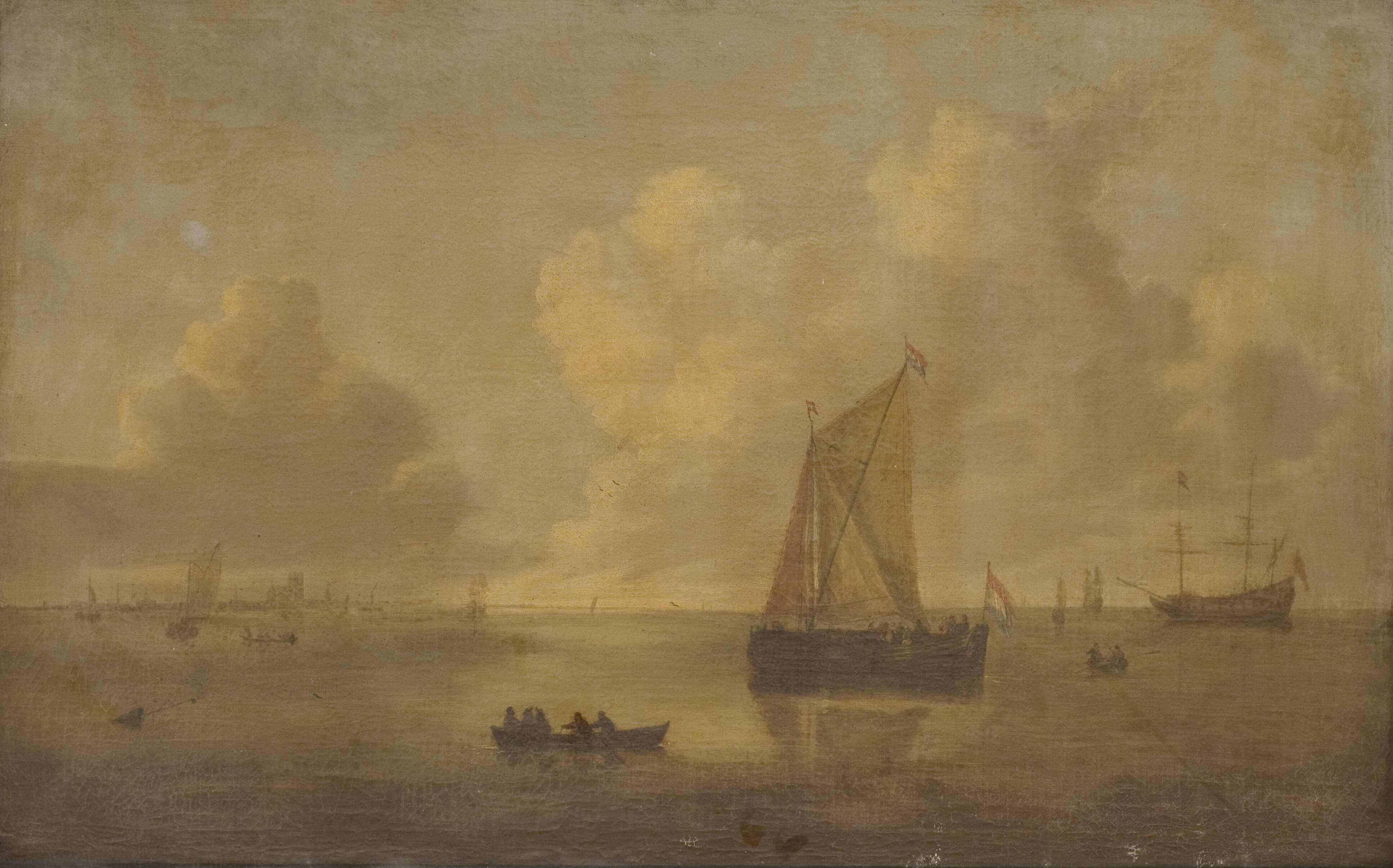 Seascape with a Town in the Background