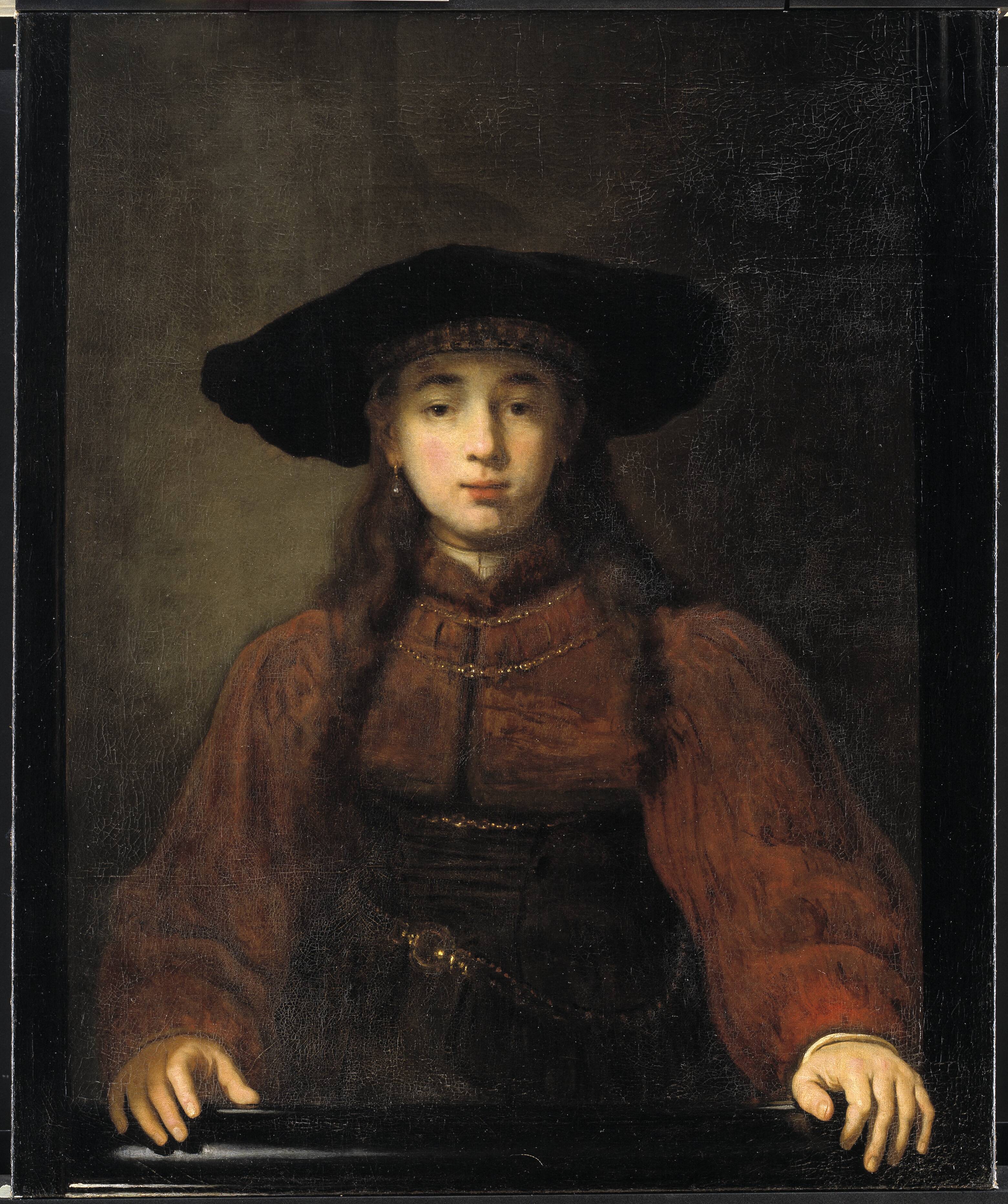A Young Woman Resting her Hands on the Picture Frame