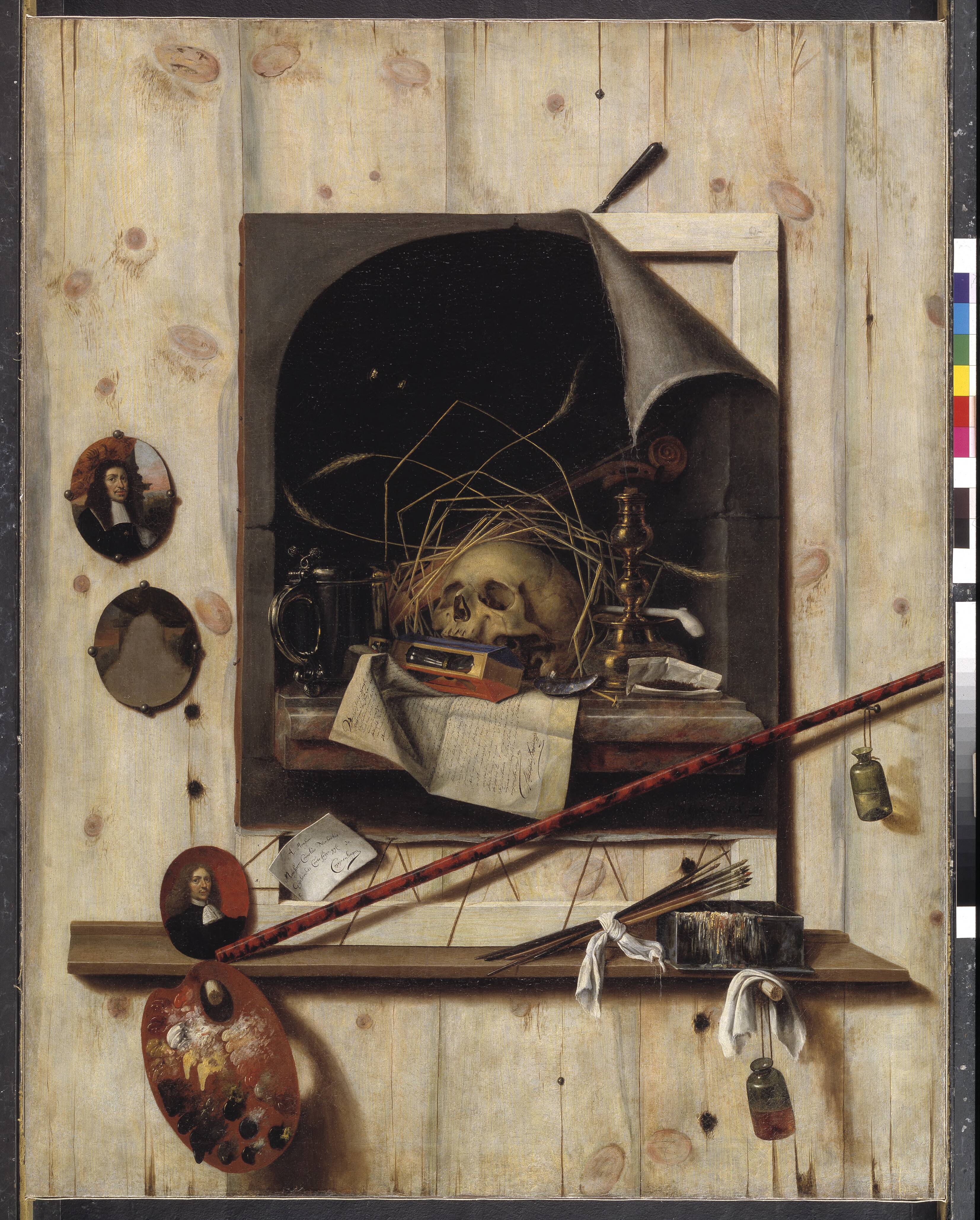 Trompe l'oeil with Studio Wall and Vanitas Still Life