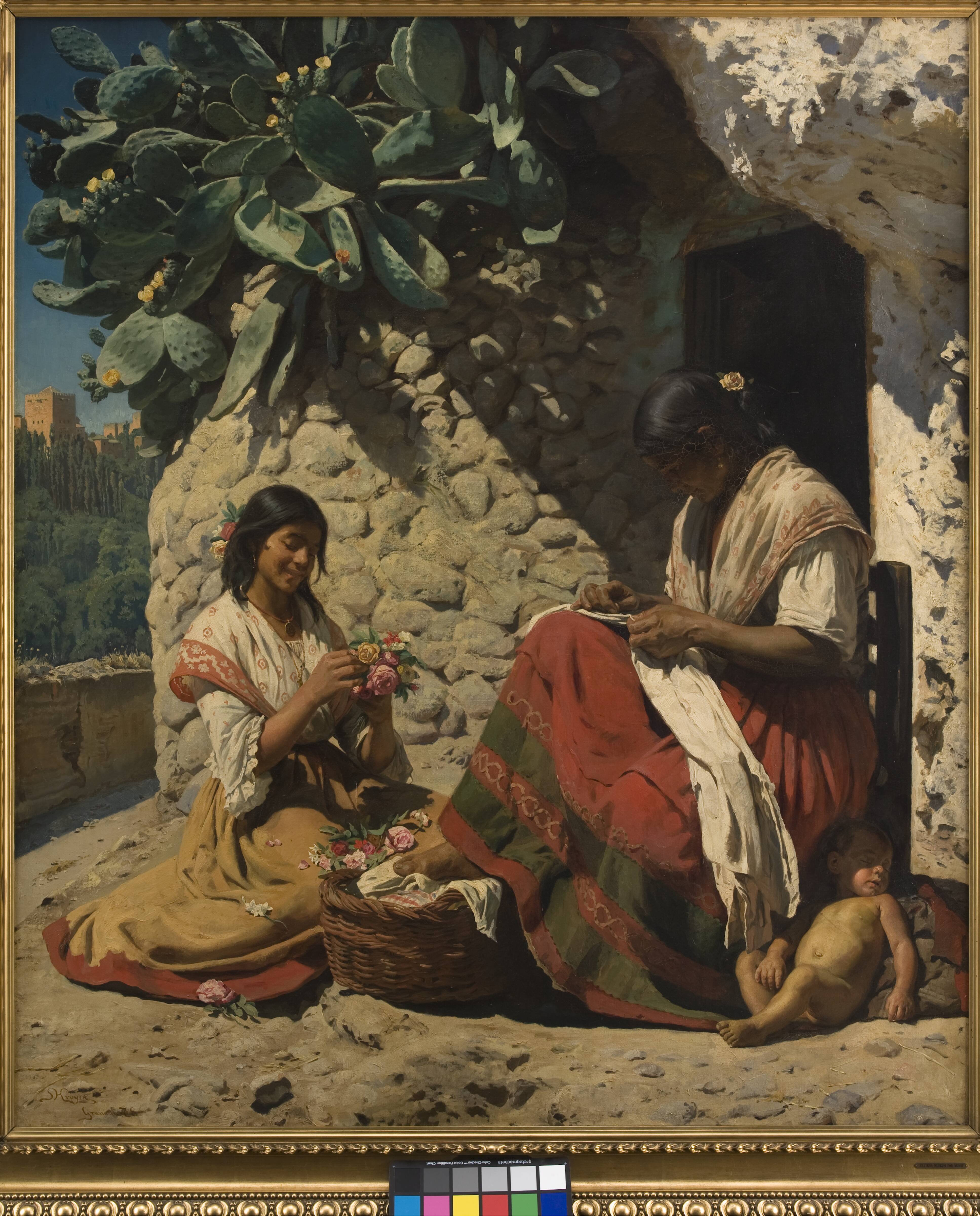 Two Gipsy Women Outside their Cottage. Spain