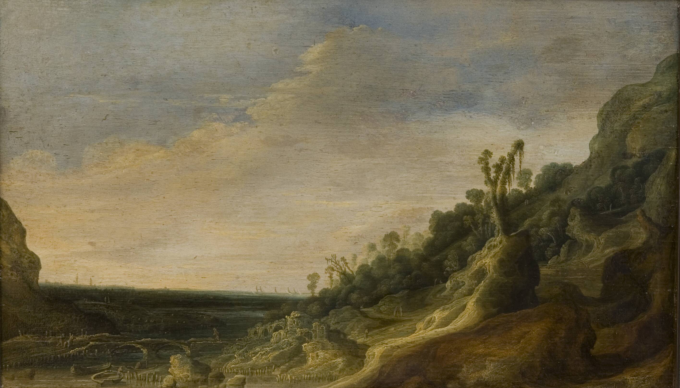 Mountain Scenery with a View of a River and the Sea