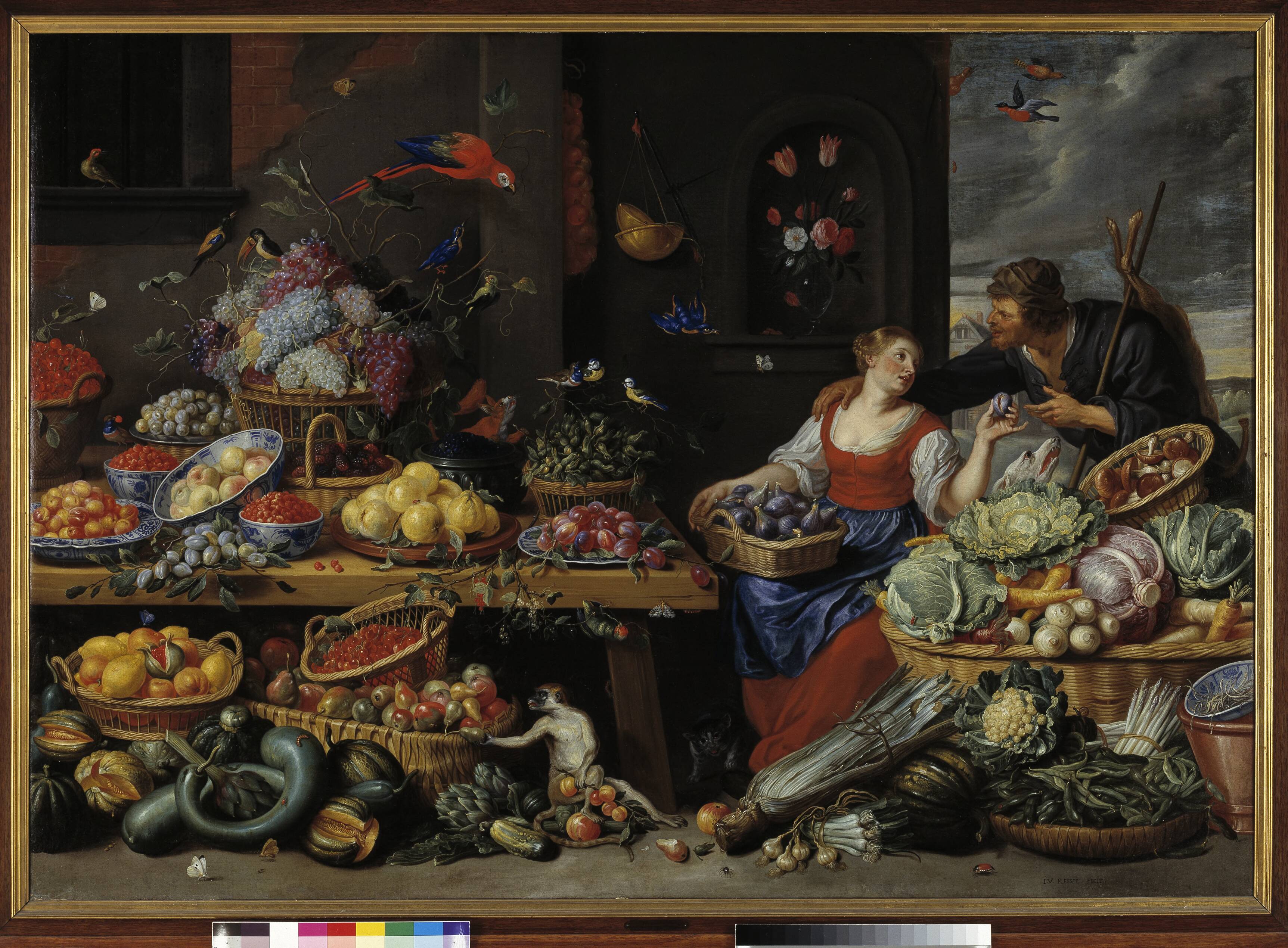 Fruit and Vegetable Market with a Young Fruit Seller