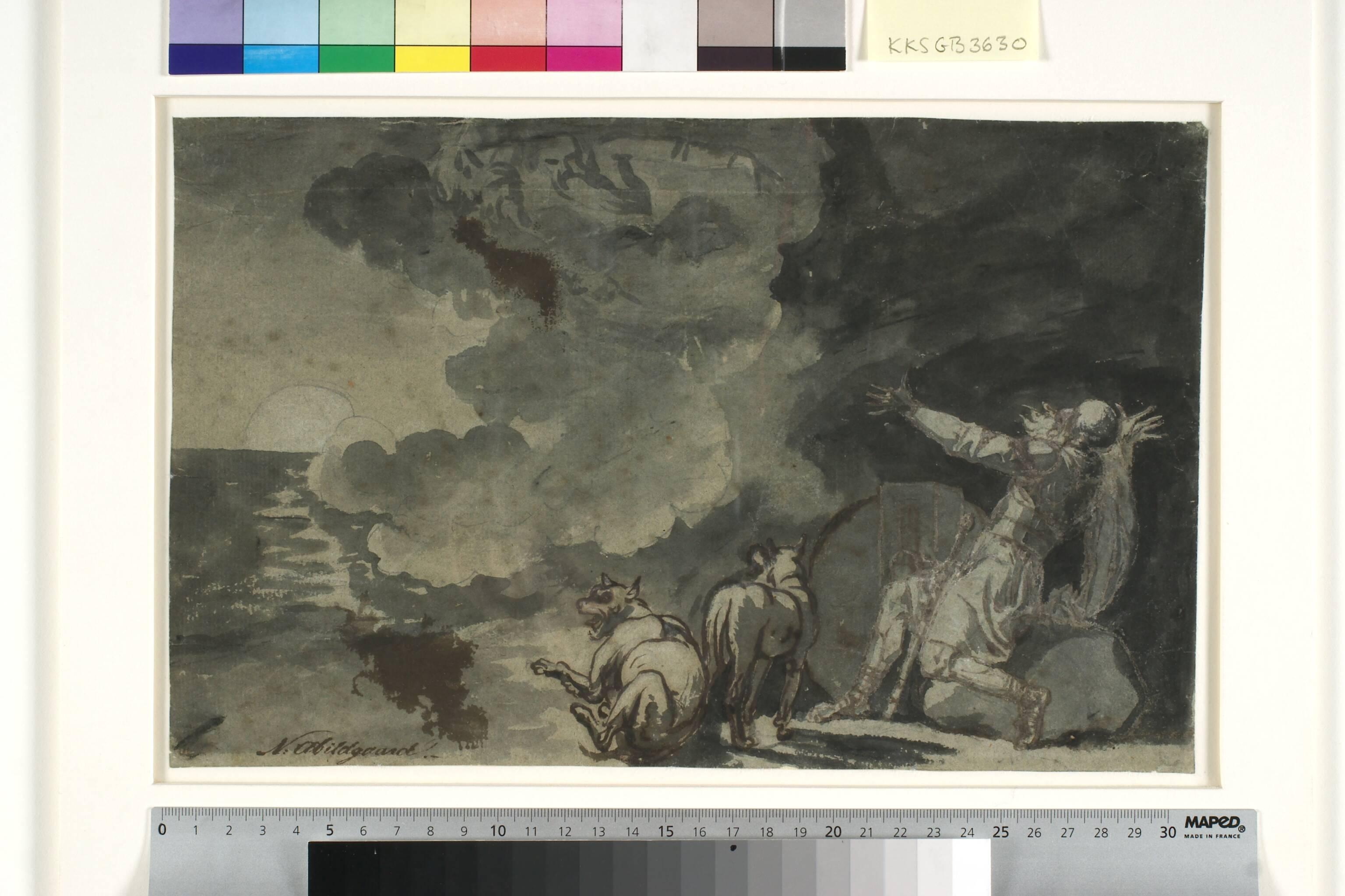 Fingal ser sine forfædres ånder ved månens skin. Scene af Ossian