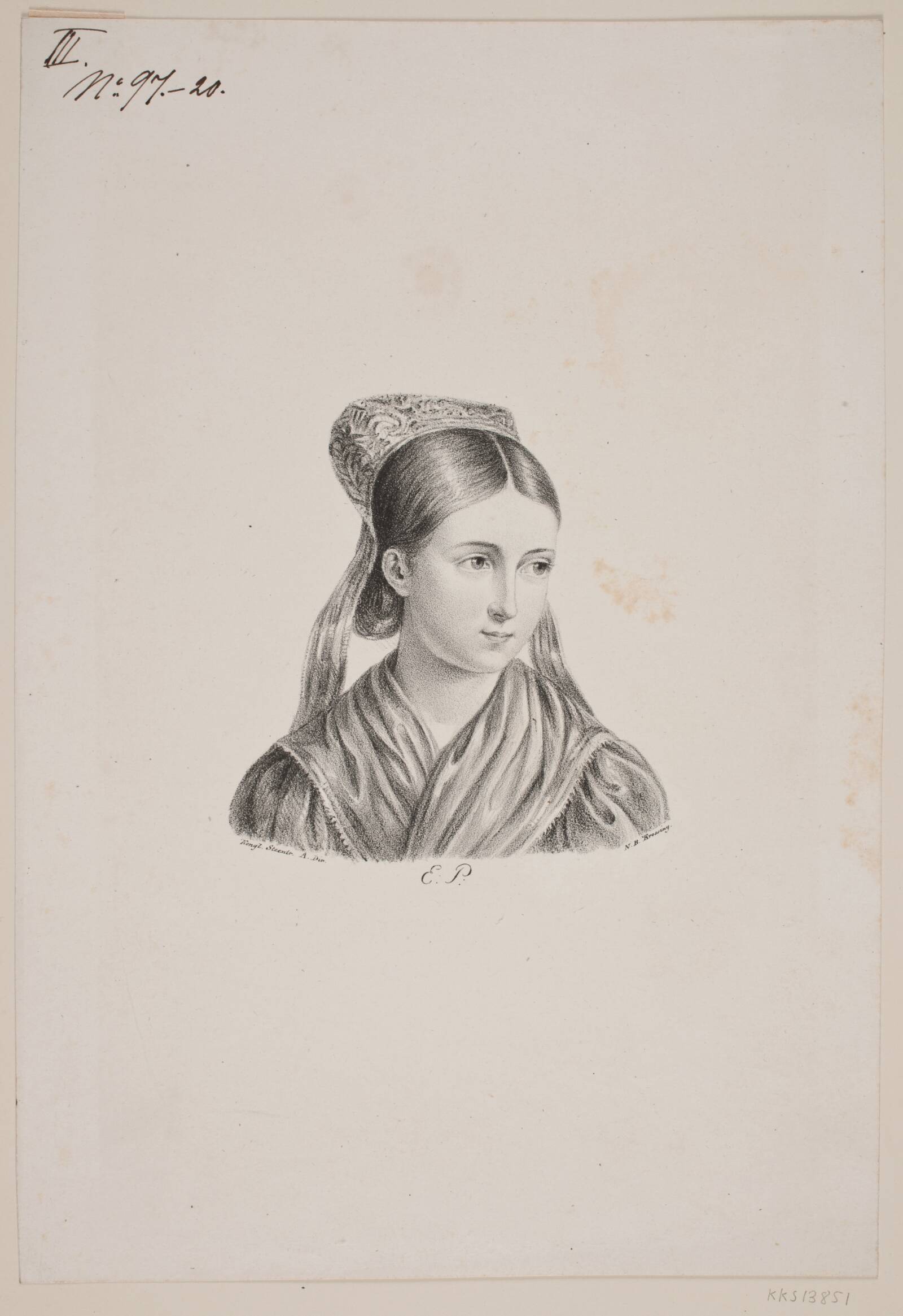 Kvindehoved, N.B. Krossing, 1795-1854