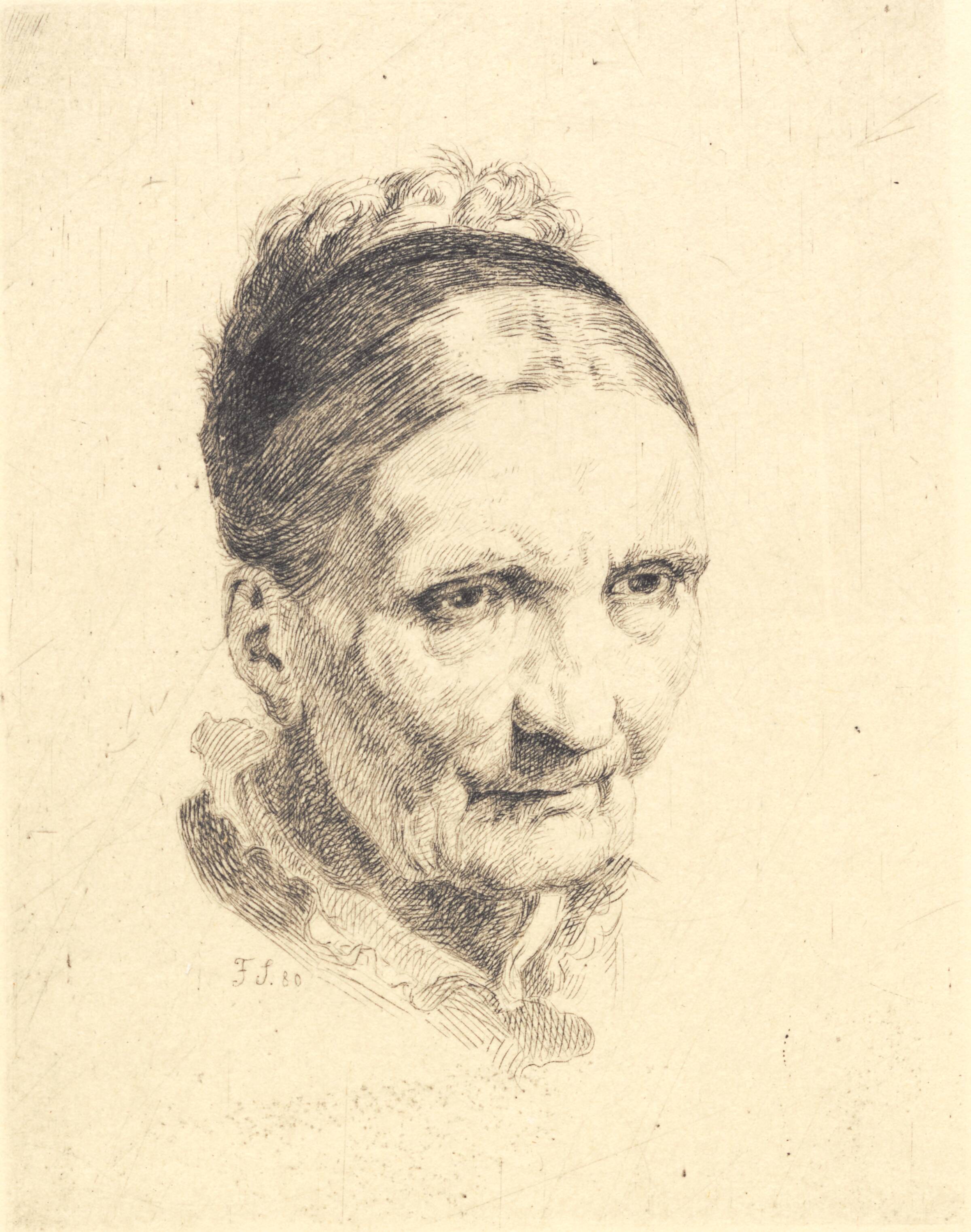 Hoved af en gammel kone. Madam Rasmussen, Frans Schwartz, 1880