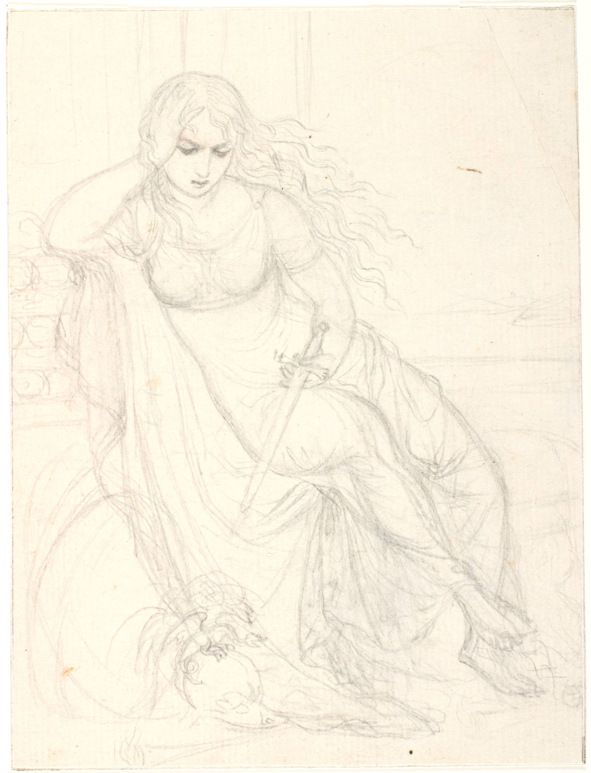 Siddende kvinde med et sværd i venstre hånd, C.G. Kratzenstein Stub, 1810