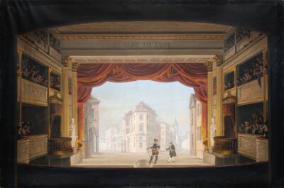 Det indvendige af Det kgl. teater under fremstillingen af Jacob v. Thyboe