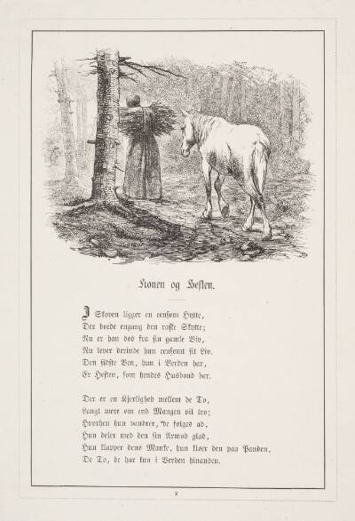 Konen og Hesten. Illustration til H.V. Kaalund, "Fabler for Børn"