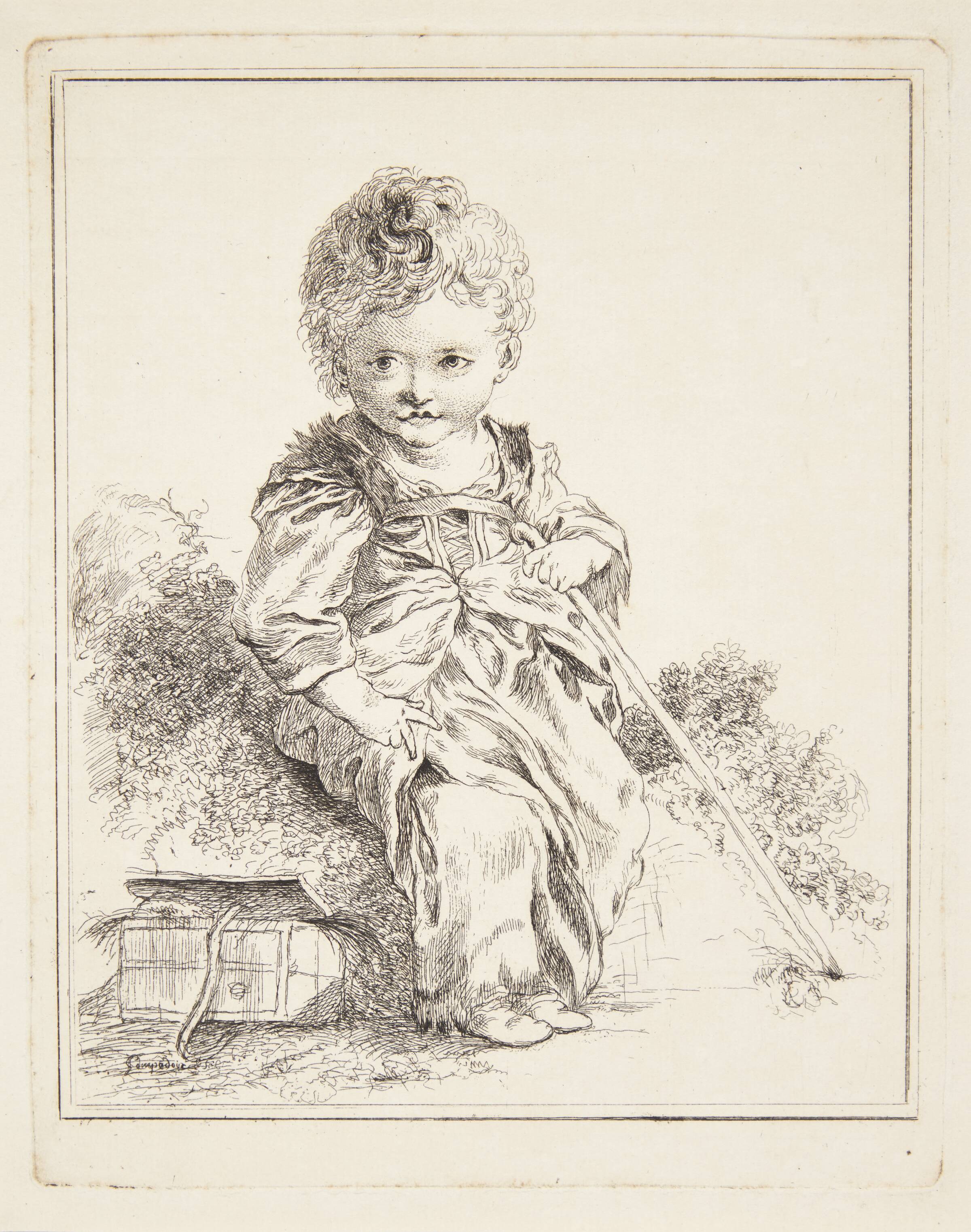 Barn siddende på en jordklump, Madame de Pompadour, 1751
