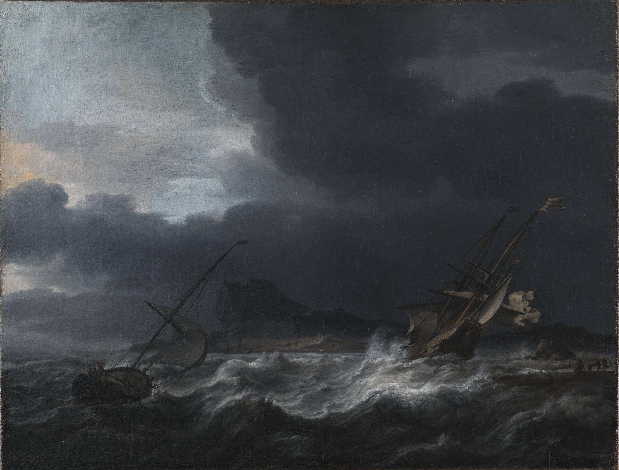 Storm ved en klippekyst, Jan Theunisz Blanckerhoff, 1643-1669