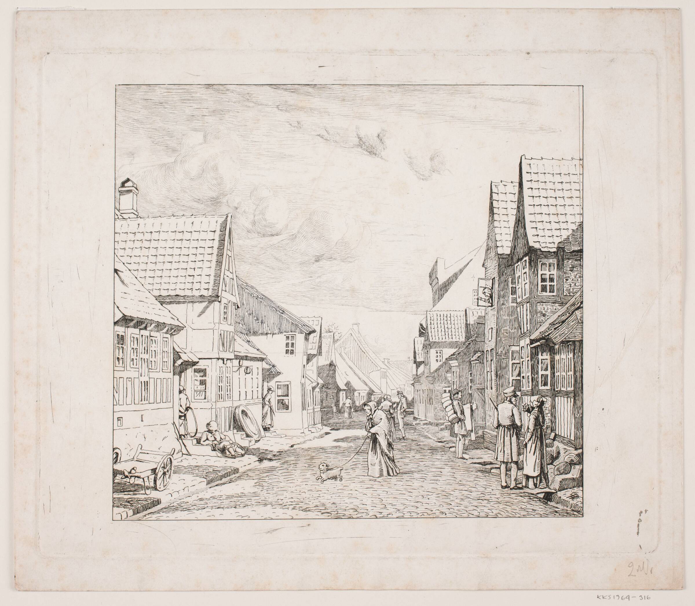 En købstadsgade, Pietro Købke Krohn, 1840-1905