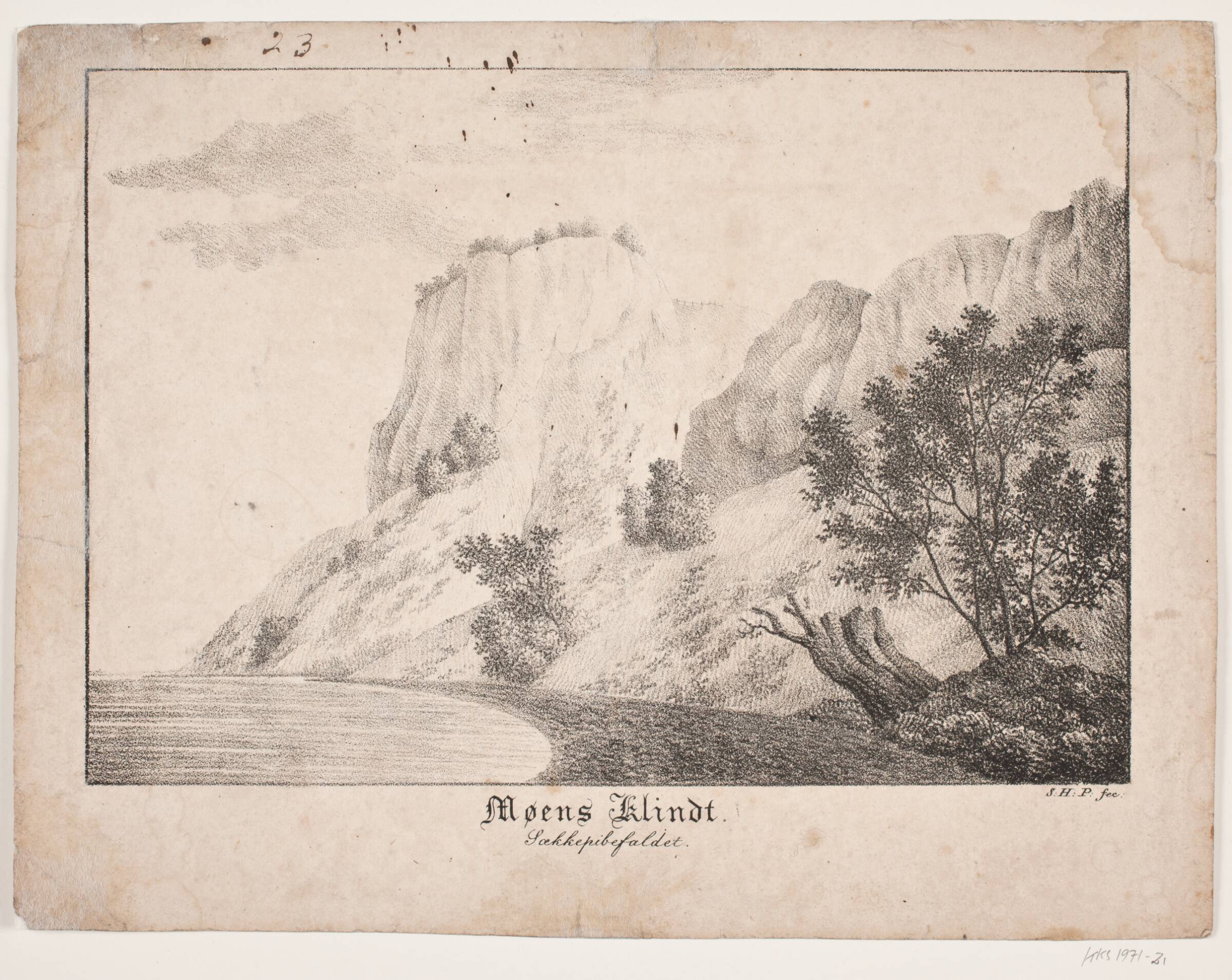 Møens Klint. Sækkepibefaldet, Søren Henrik Petersen, 1788-1860