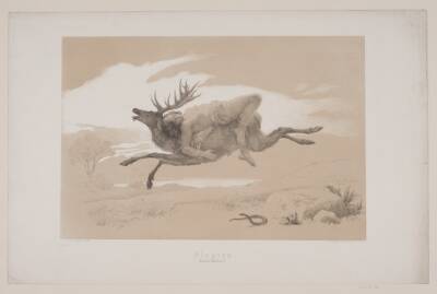 Flugten, pag. 11, illustration til Christian Winthers "Hjortens Flugt"