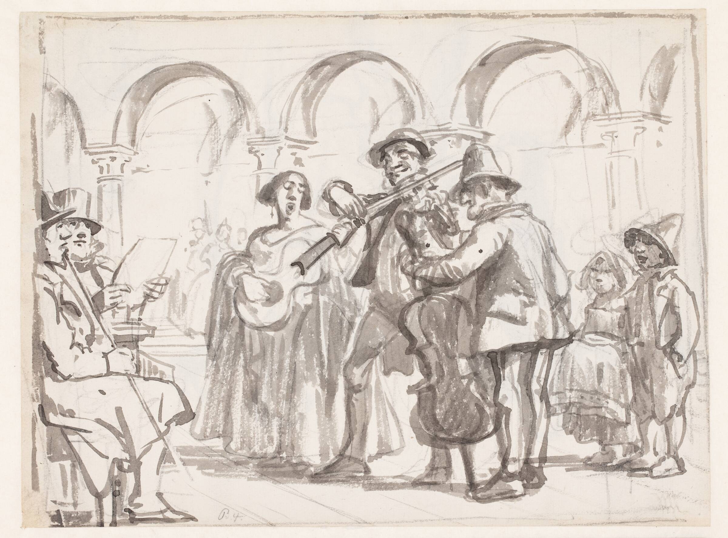Musikanten på Markuspladsen, Venedig, Wilhelm Marstrand, 1810-1873