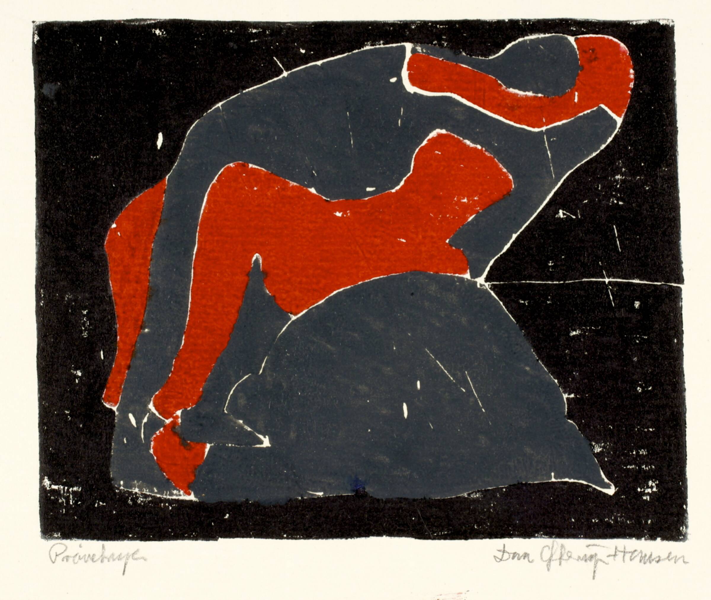 Prøvetryk af illustration til Ernest Hemingway: Short Stories, Dan Sterup-Hansen, 1946