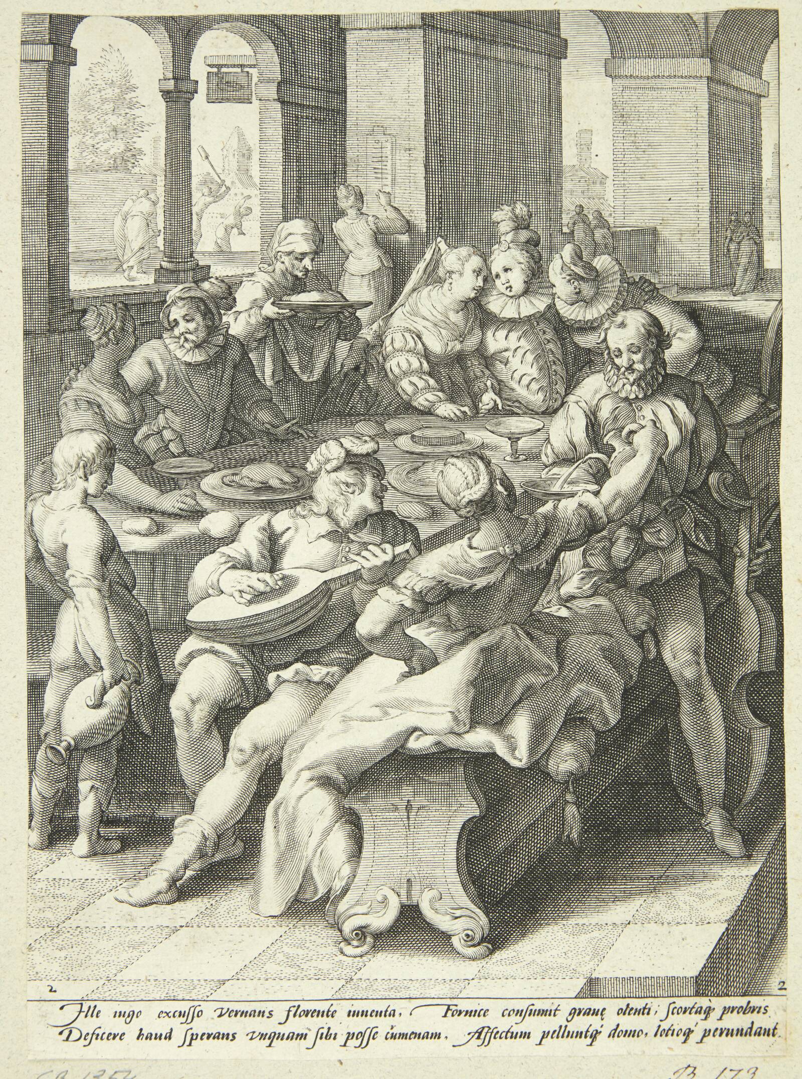 Den fortabte søn øder sin formue bort, Jacob Matham, 1592