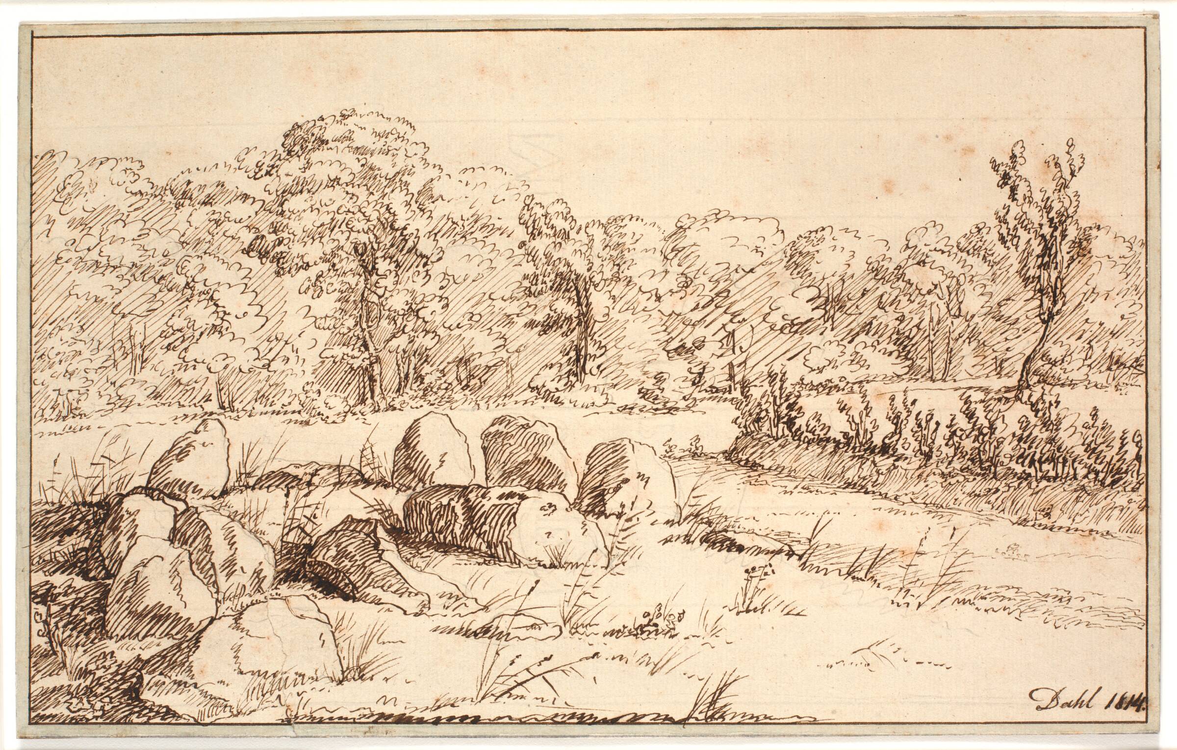 Landskab med rester af en dysse, J.C. Dahl, 1814