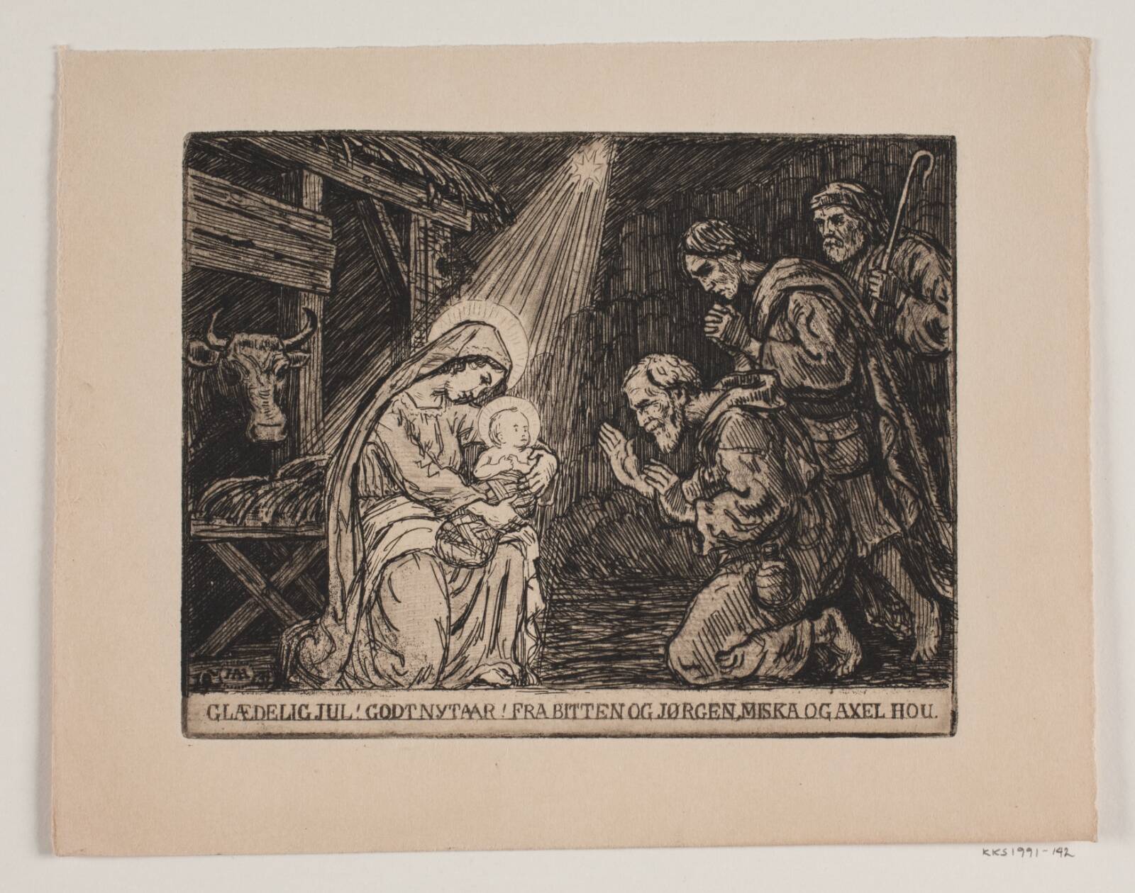 Jule- og nytårskort, Axel Hou, 1934