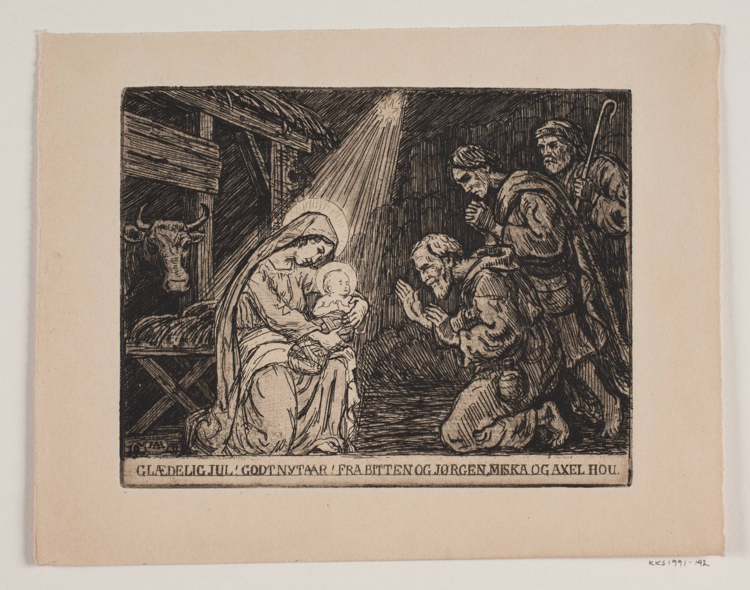 Jule- og nytårskort, Axel Hou, 1934