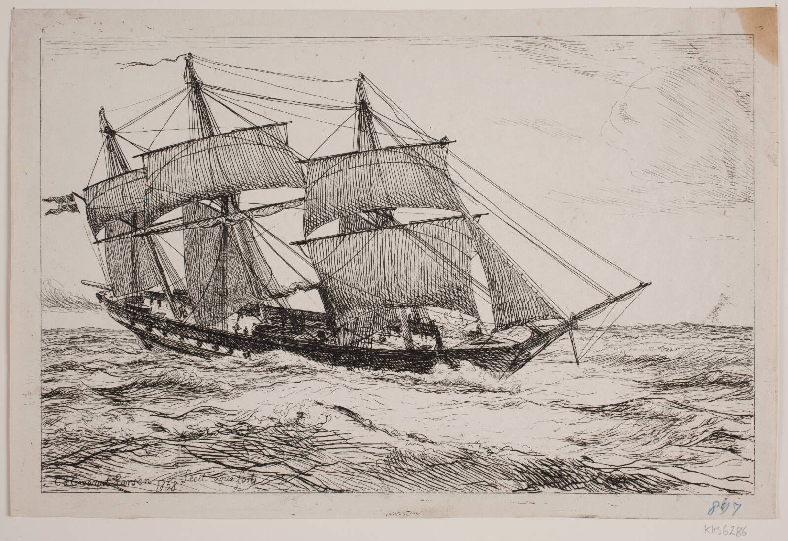En orlogsskonnert, Emanuel Larsen, 1858