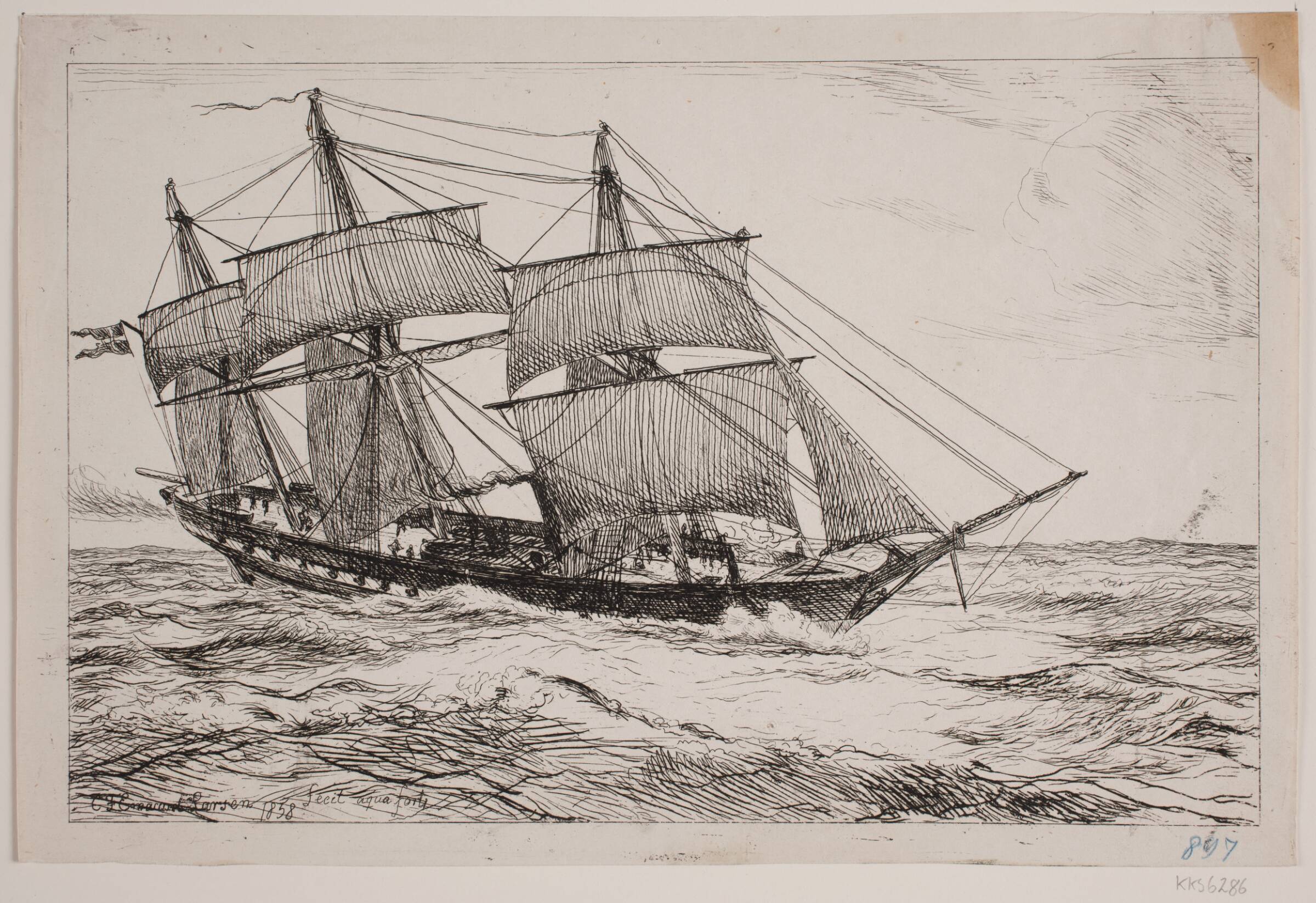 En orlogsskonnert, Emanuel Larsen, 1858
