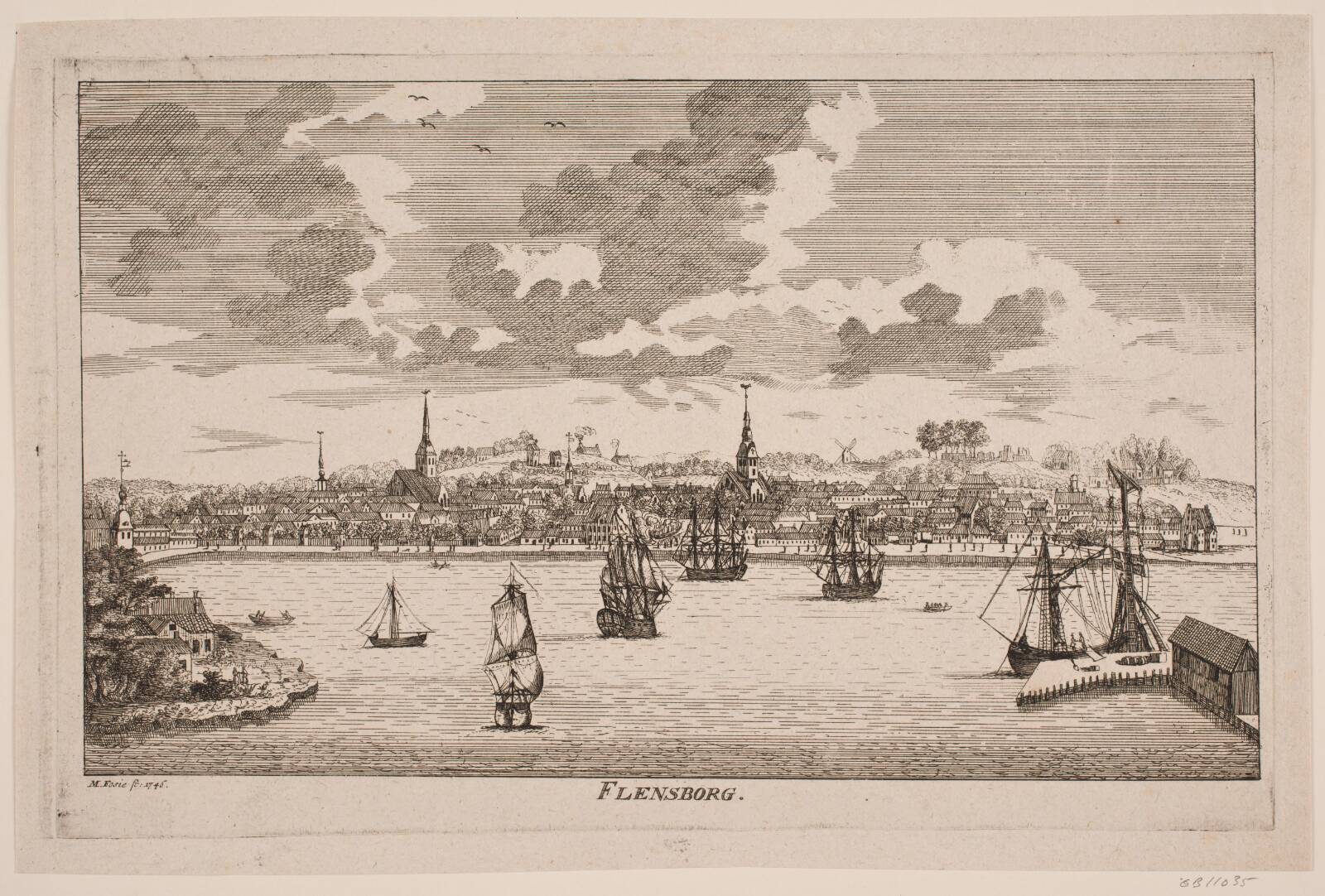 Prospekt af Flensborg, Michael Fosie, 1746