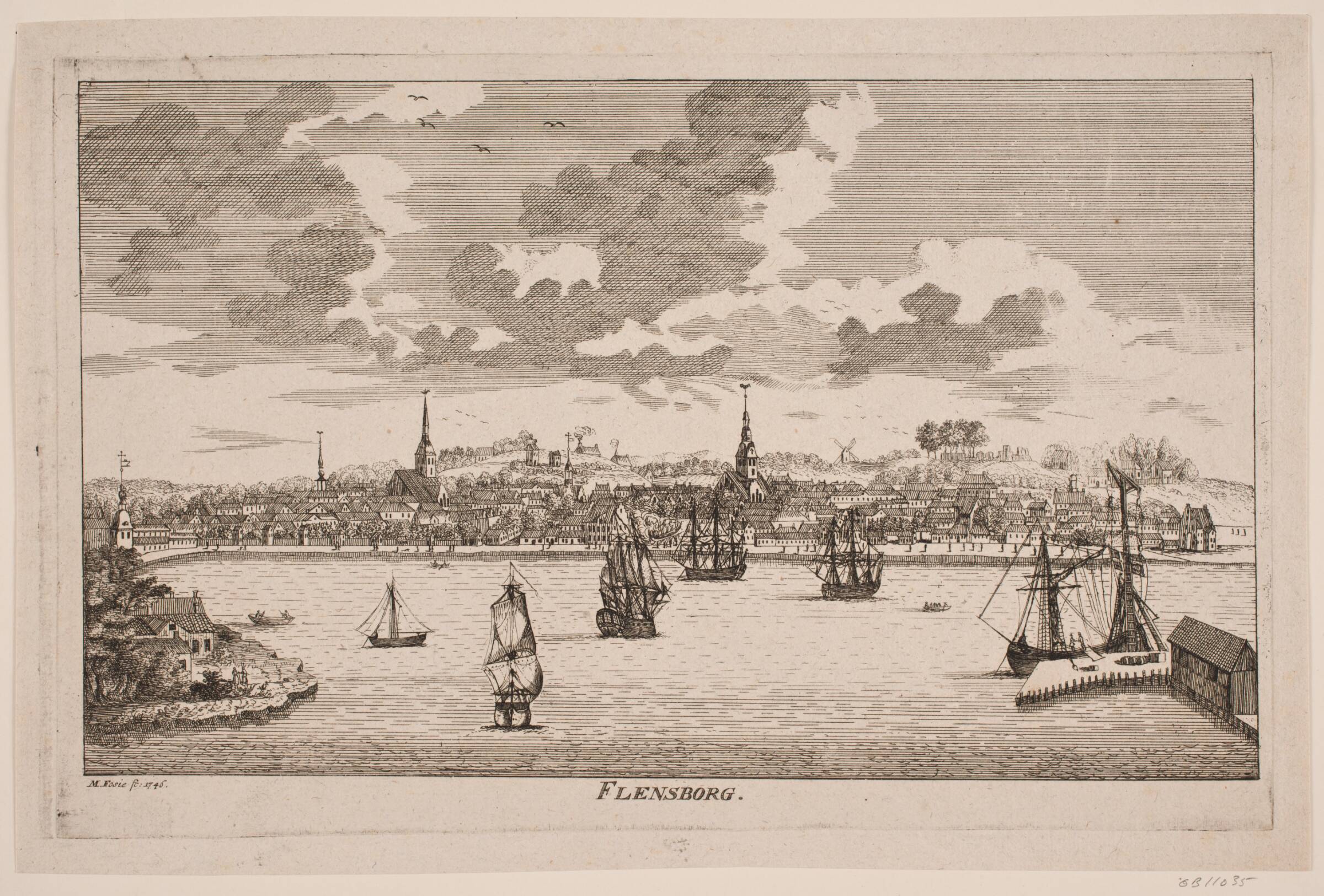Prospekt af Flensborg, Michael Fosie, 1746