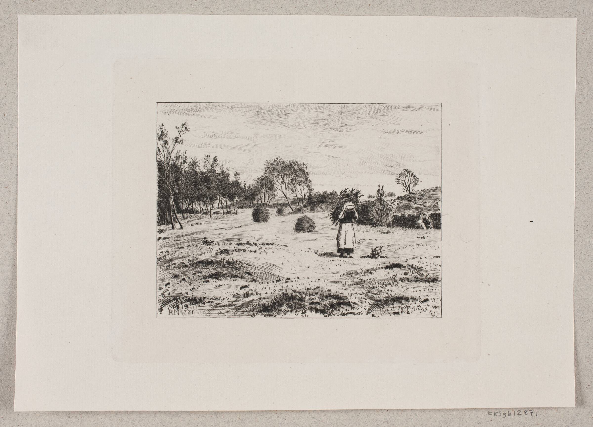 Landskab med en kone, der bærer kvas, Bernhard Ulrik Middelboe, 1886