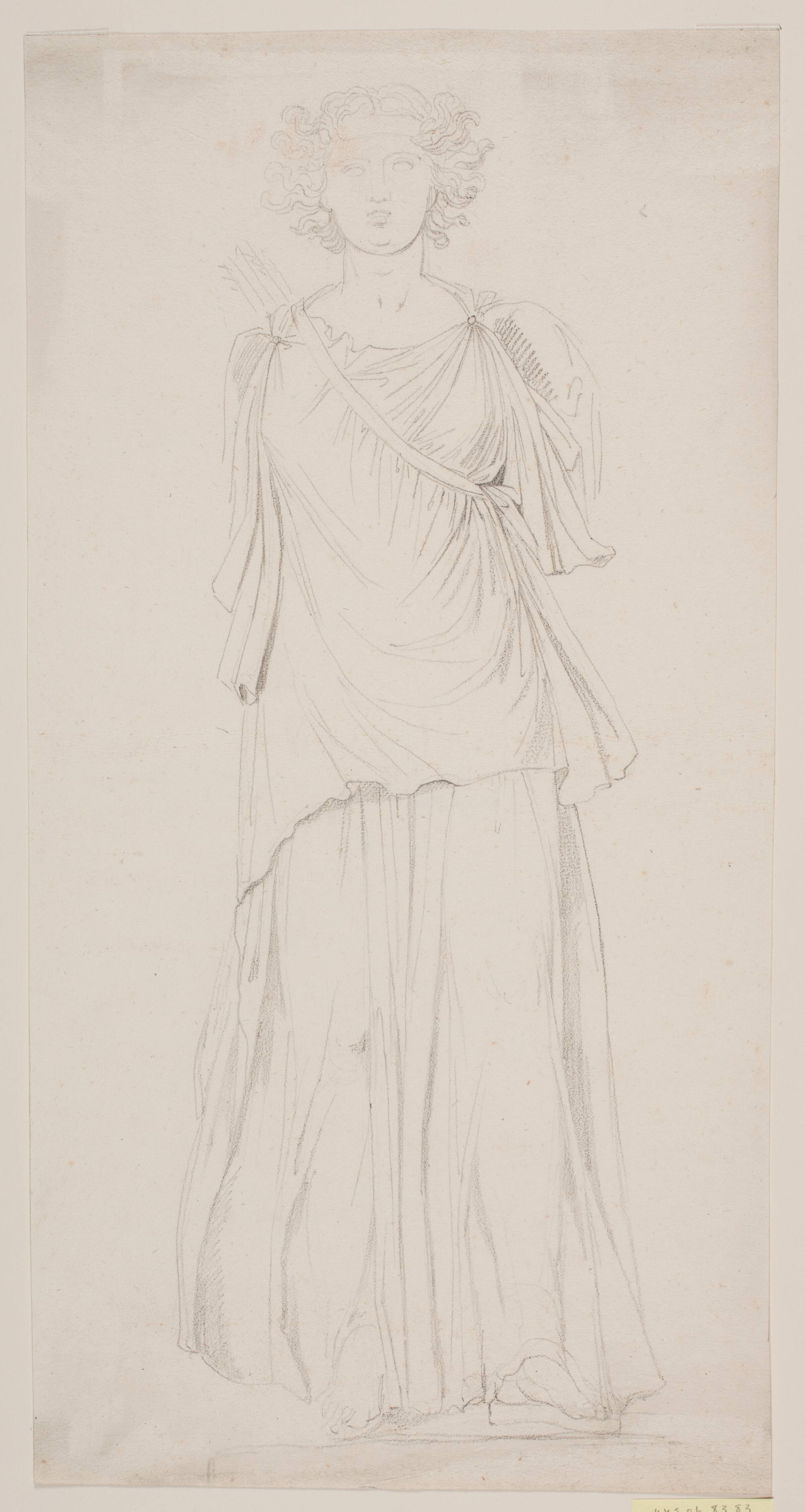 Stående kvinde i græsk gevandt, Jacques François Joseph Saly, 1717-1776