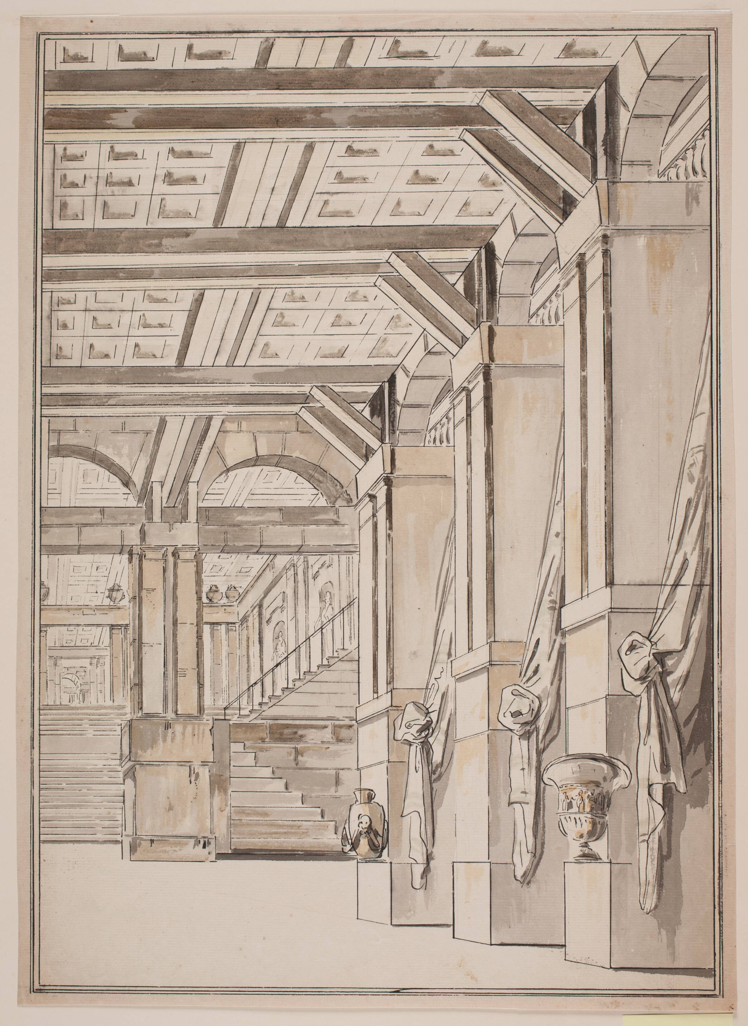 En forhal med trappe i baggrunden, Jens Petersen Lund, 1765-1865