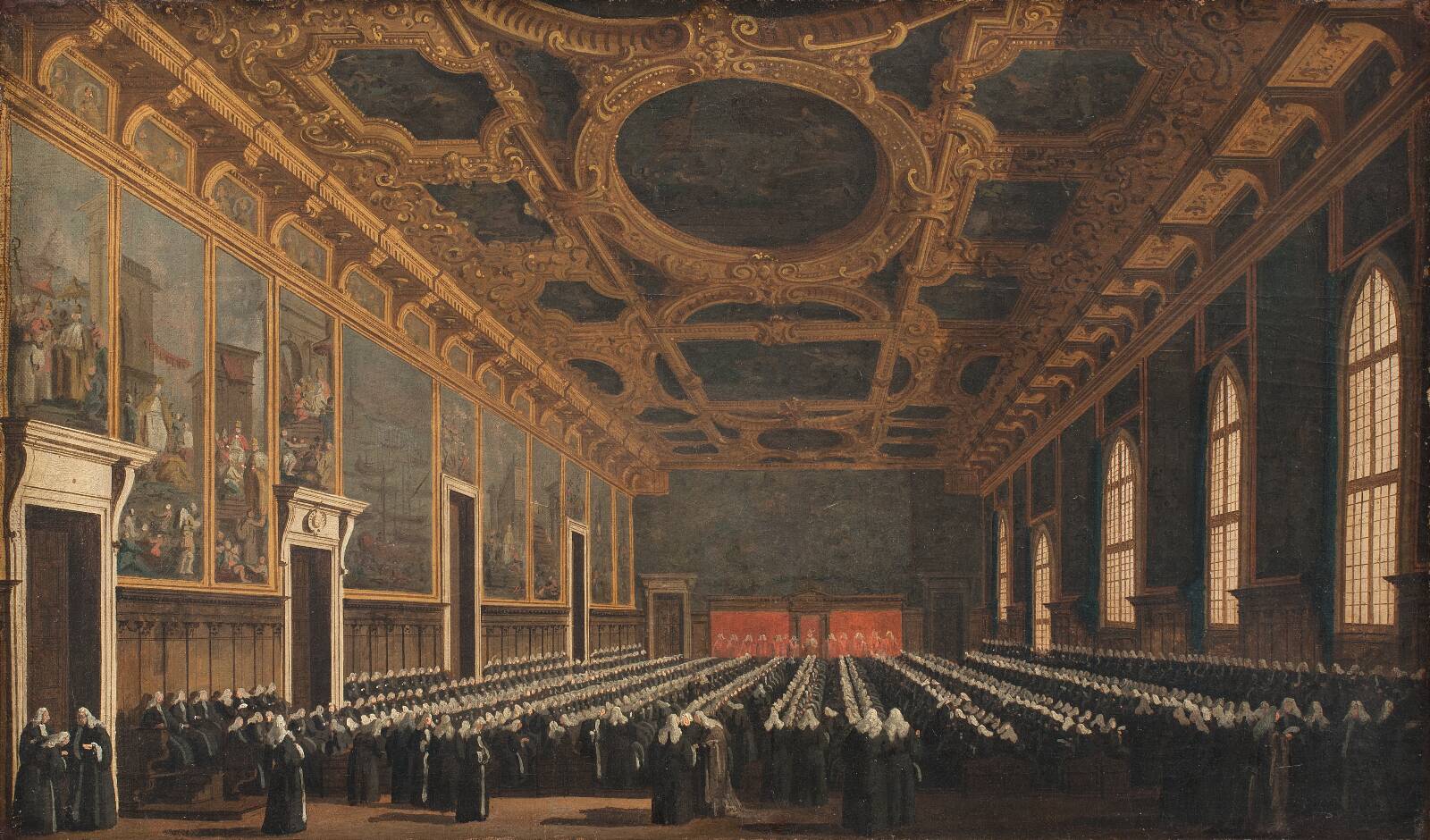 The Doge and Grand Council in Sala del Maggior Consiglio, by Canaletto, 1761-1765