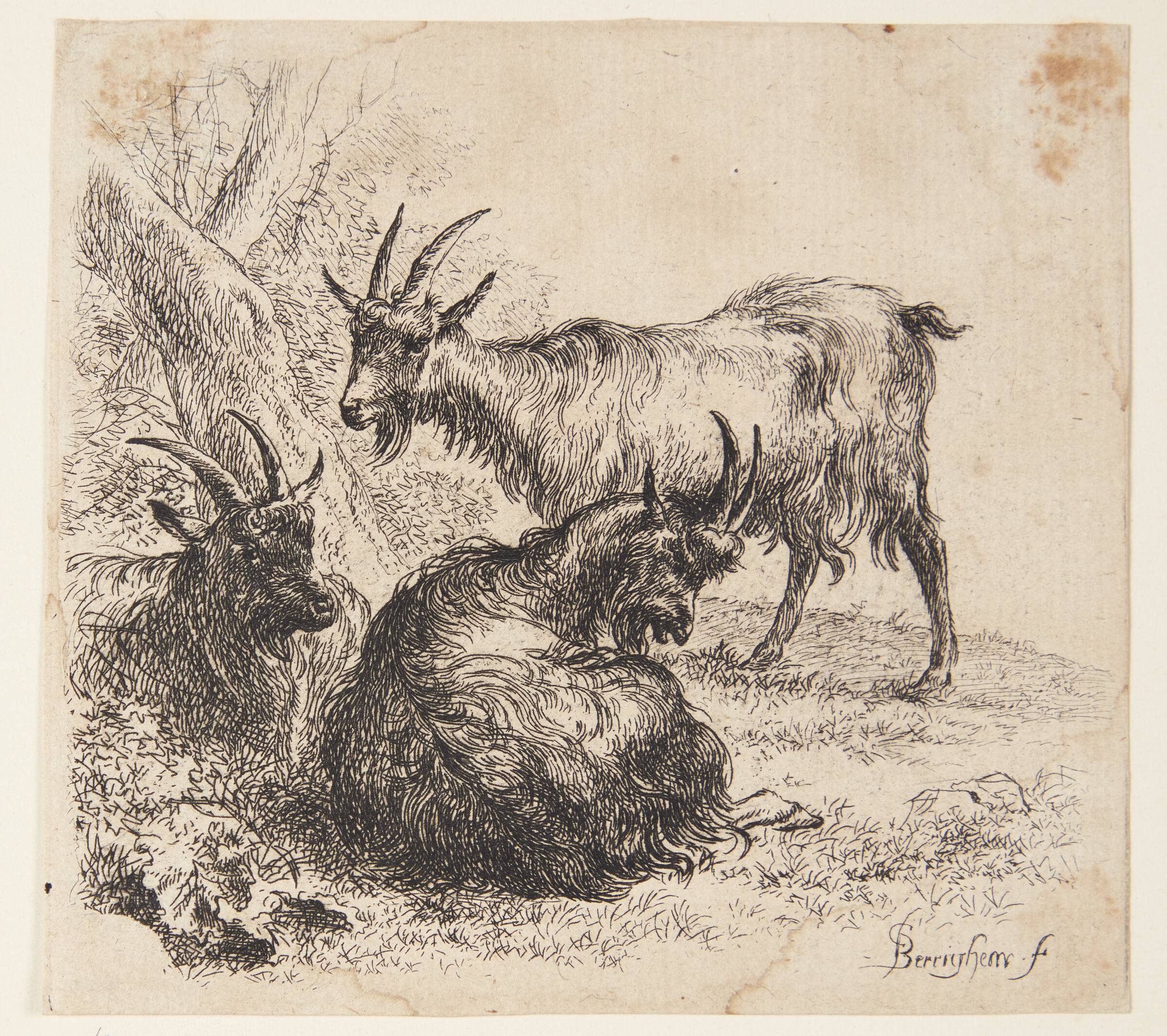 Tre geder, Nicolaes Berchem, 1620-1683