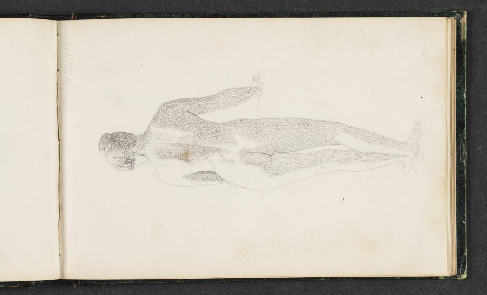 Stående, nøgen, kvindelig model set bagfra, Erling Eckersberg, 1833
