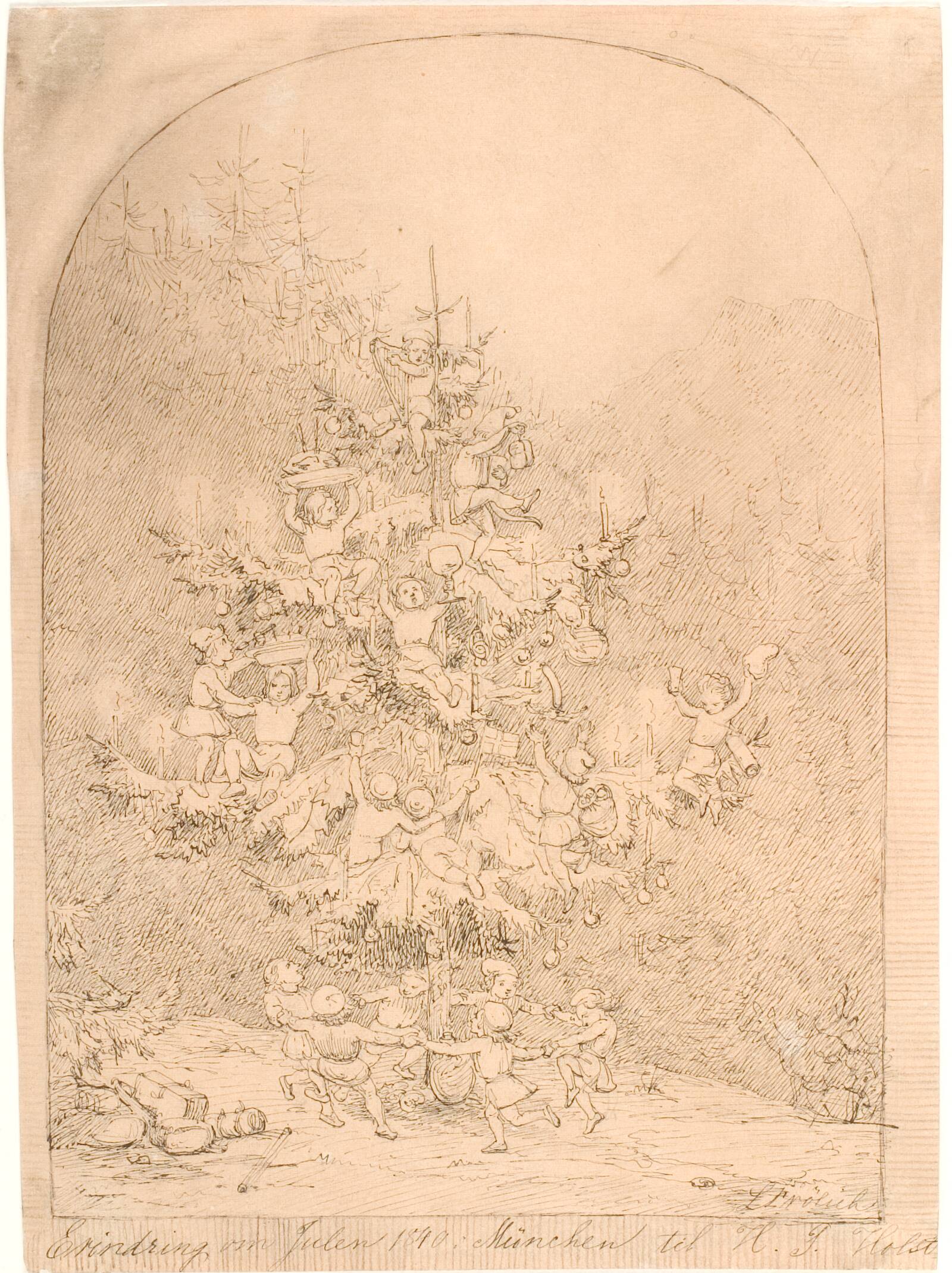 Juletræ, Lorenz Frølich, 1840