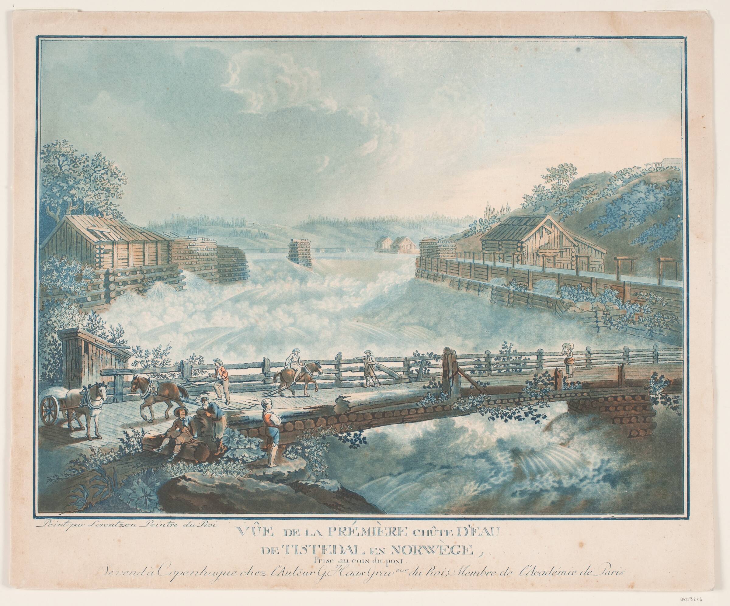 Vûe de la prémière chûte d'eau de Tisteddal en Norwège, Georg Haas, 1788-1792
