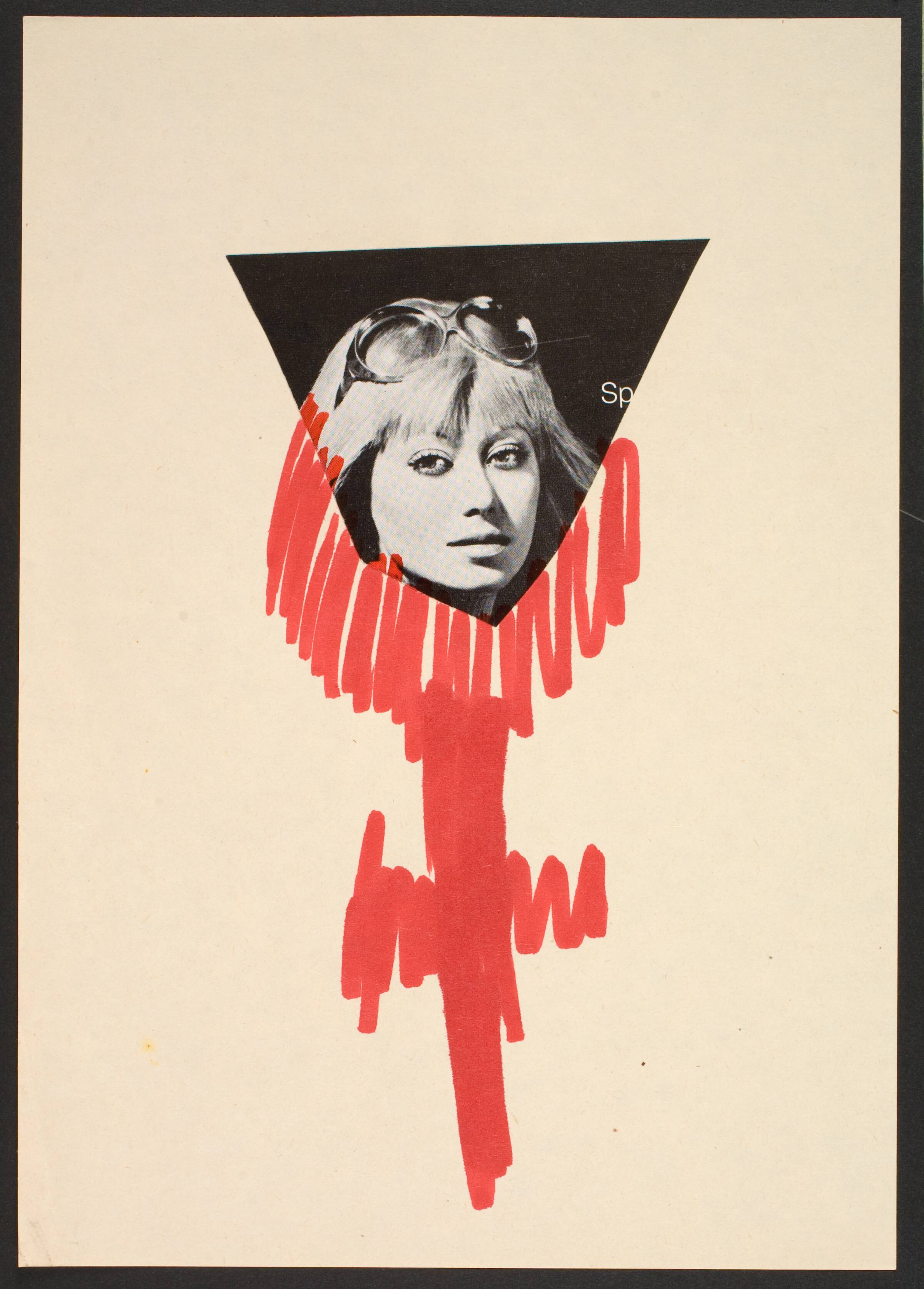 Udklip på papir med kvindetegnet, Lene Adler Petersen, 1974
