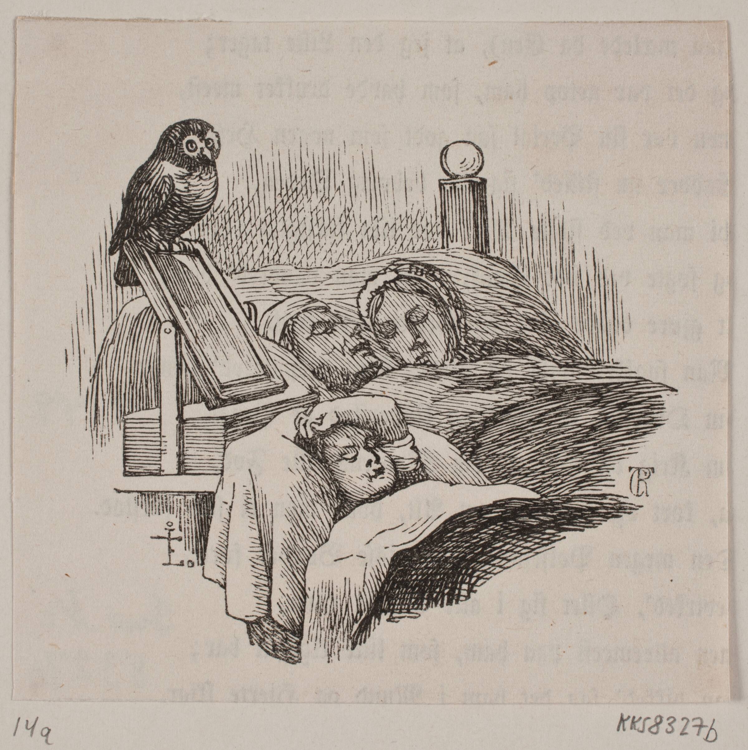 Til Uglspil som barn, sovende i sin vugge, Carl Peter Theodor Rothweiler, 1841
