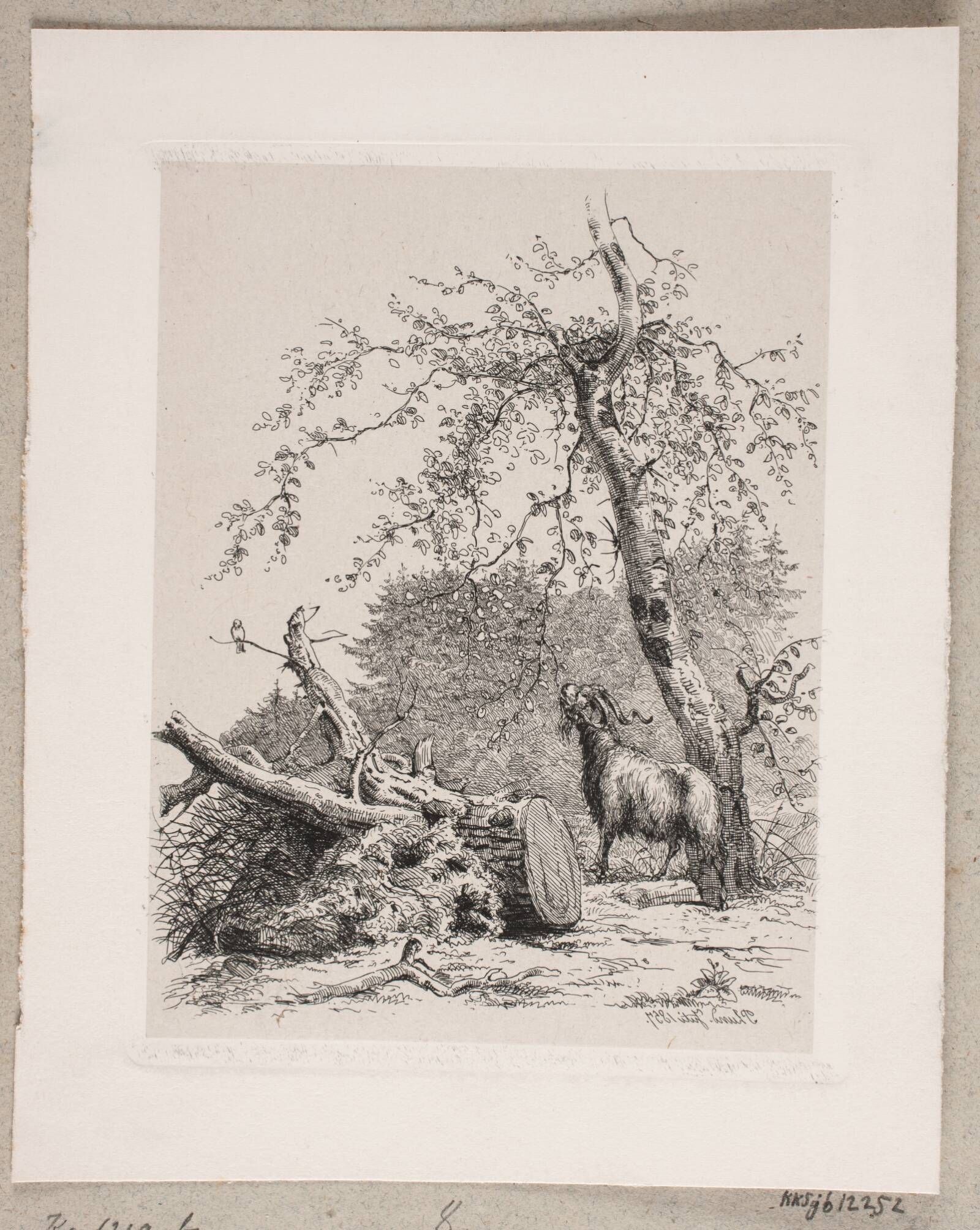 Landskab med en gedebuk, Jens Peter Lund, 1857