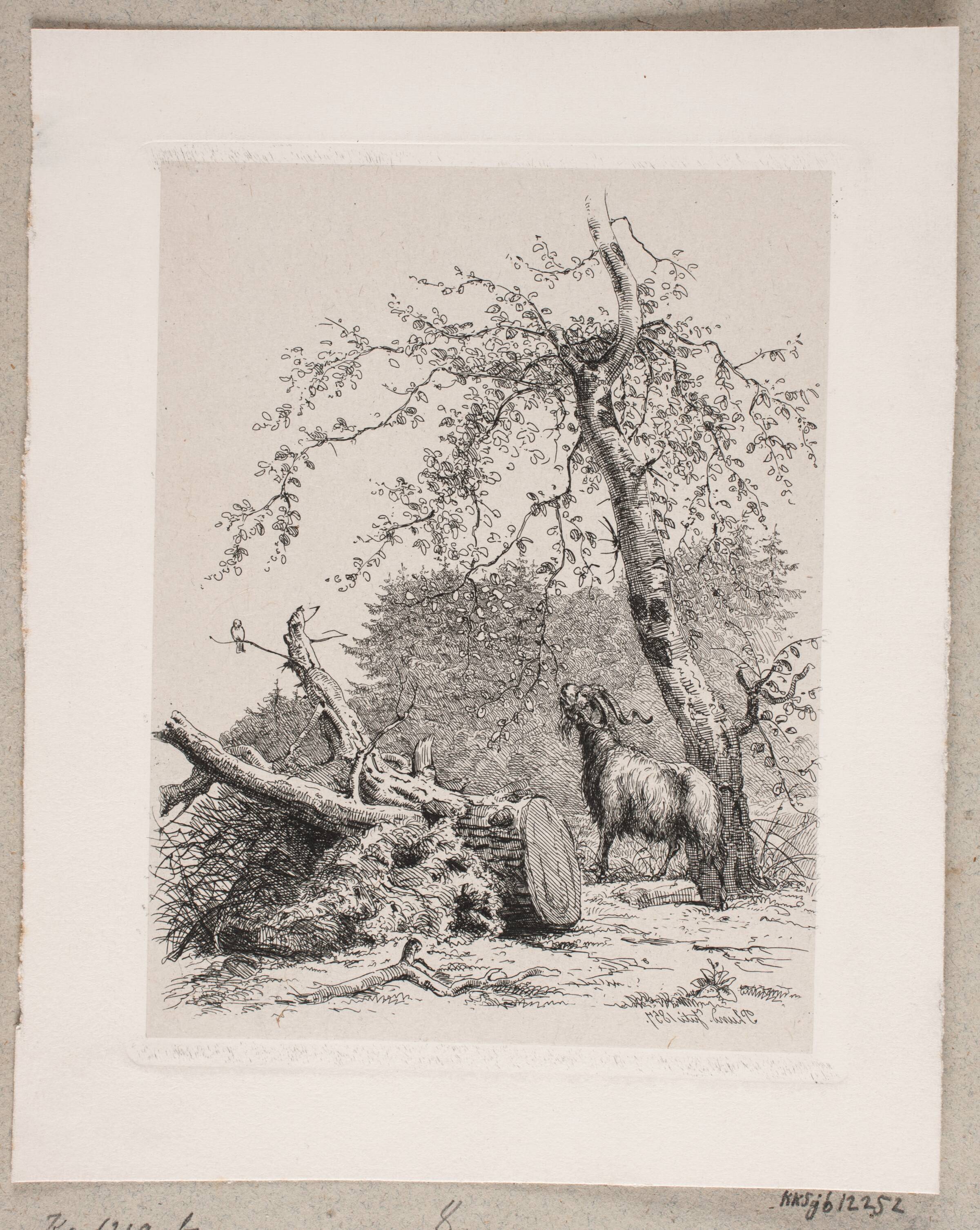Landskab med en gedebuk, Jens Peter Lund, 1857