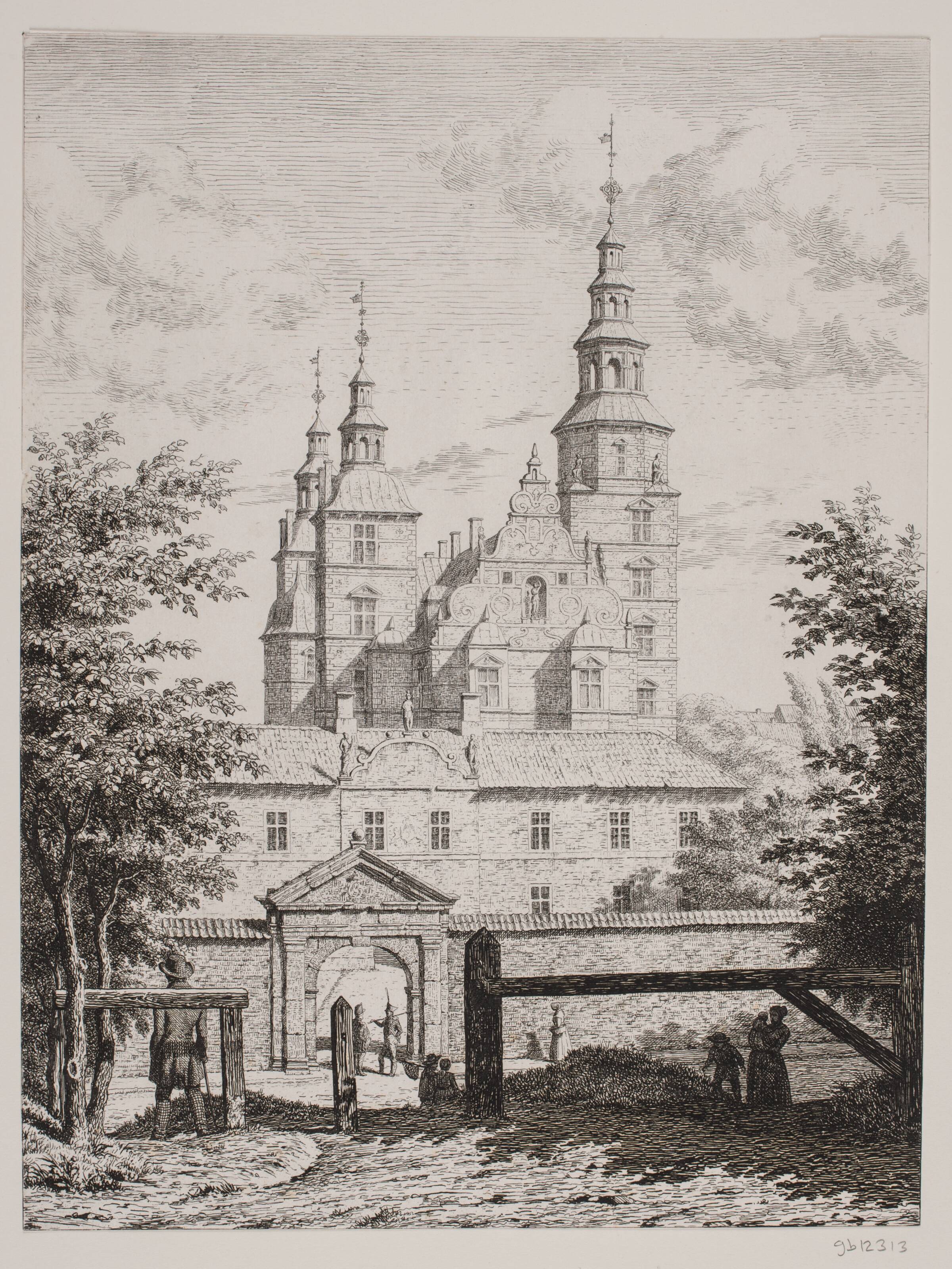 Rosenborgslot set fra volden, Heinrich Hansen, 1850