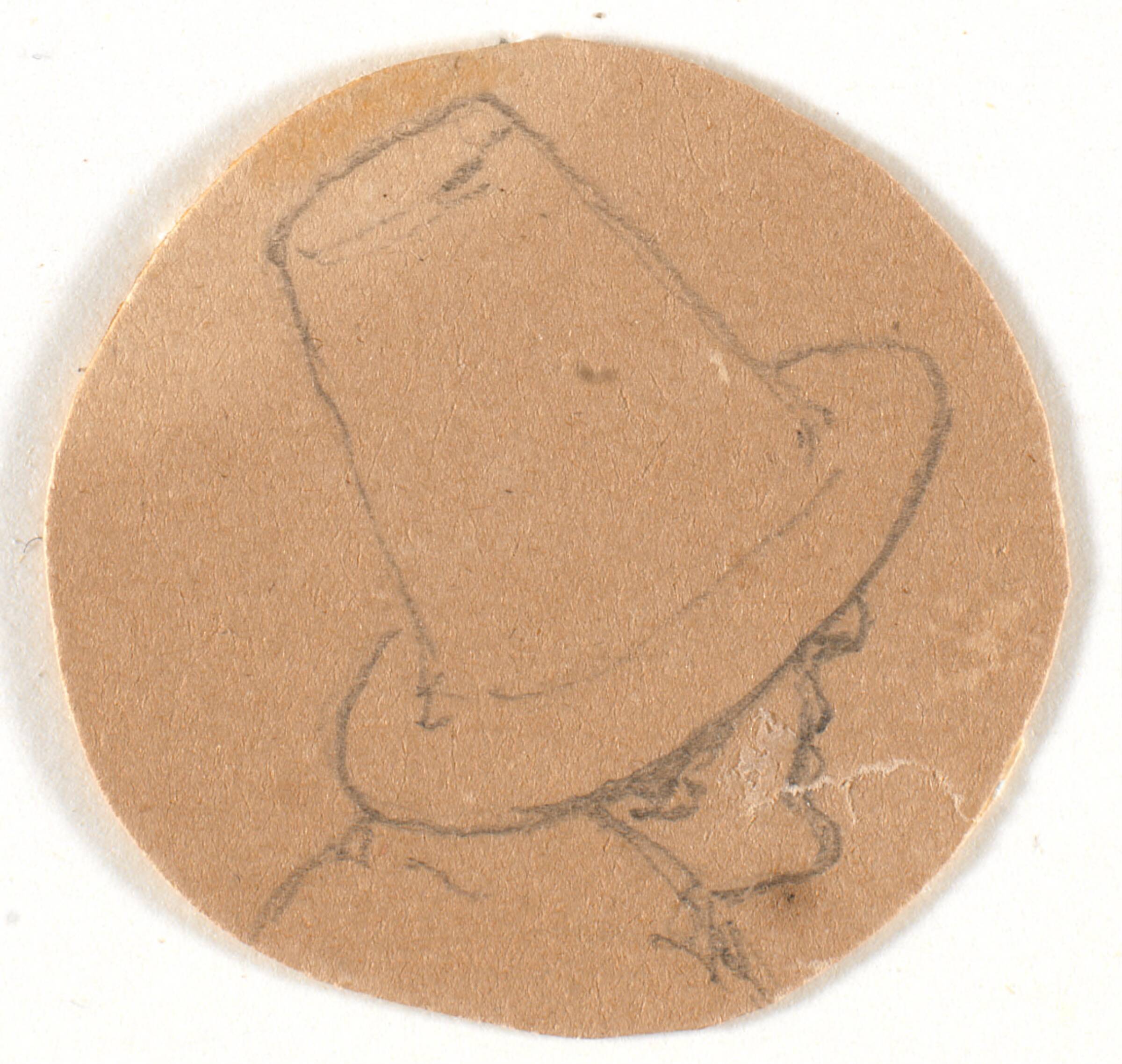 Mandshoved med høj hat. Profil til højre, Wilhelm Bendz, 1831