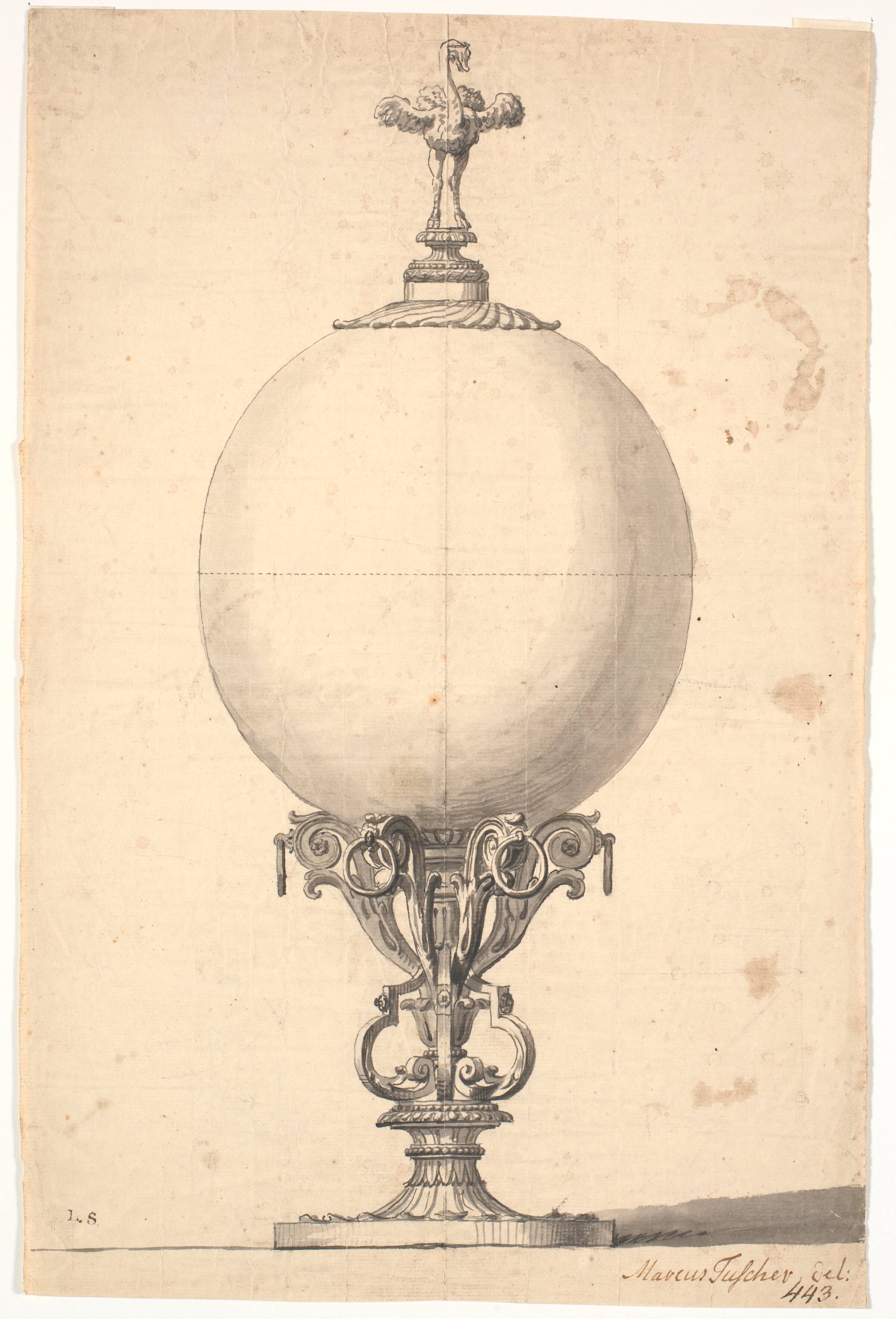 Et monteret strudsæg, Marcus Tuscher, 1743-1751