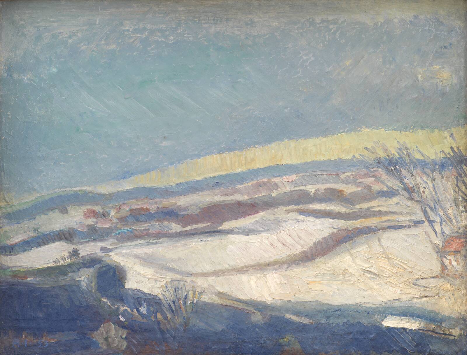 Landskab, vintermorgen, Arne Johannessen, 1953