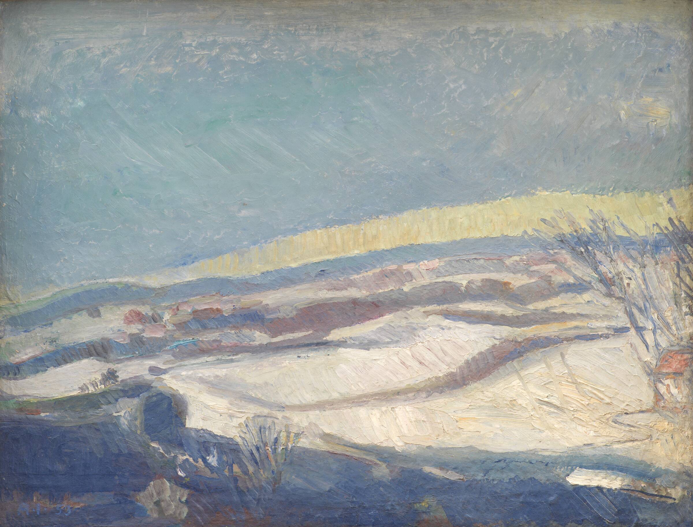 Landskab, vintermorgen, Arne Johannessen, 1953