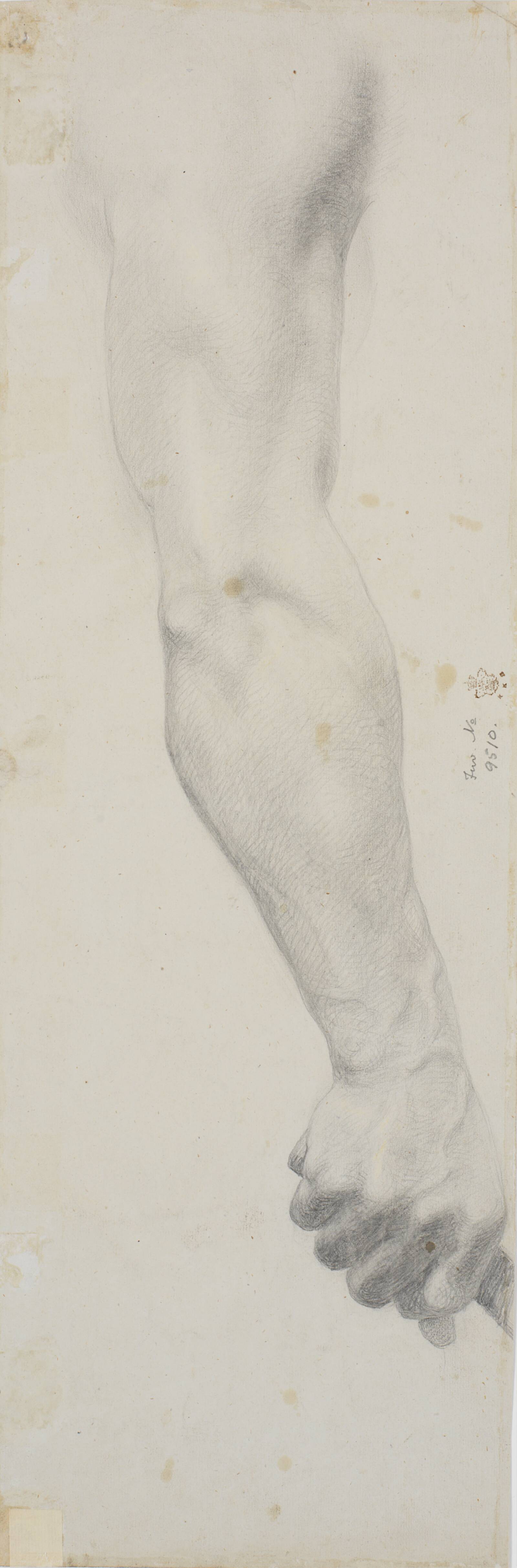 Studie af mandlig højre arm, Theodor Philipsen, 1860-1864