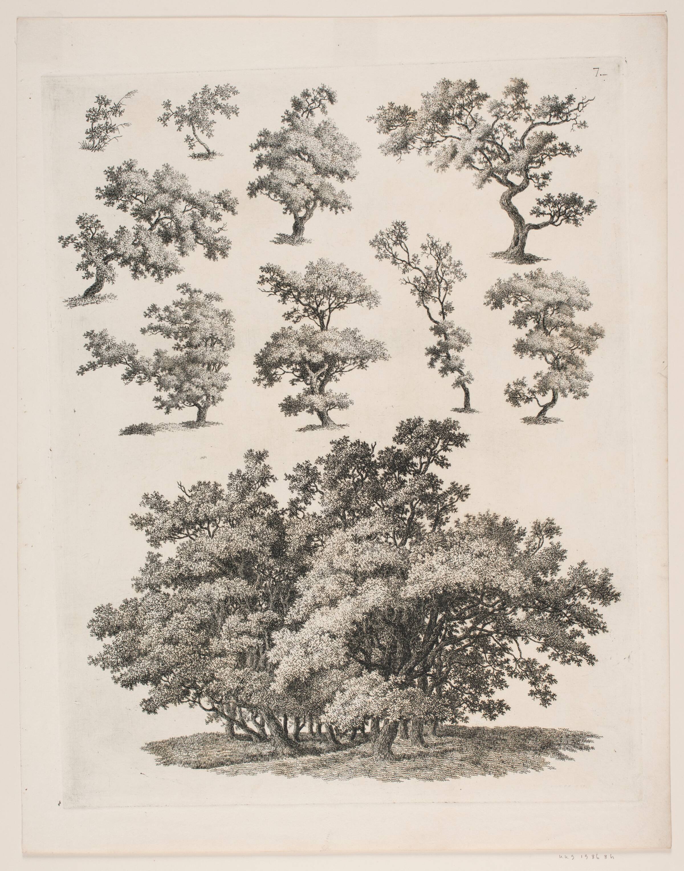 "Studier efter Naturen med Hensyn til Landskabstegning af S.H. Petersen", nr. 7, Søren Henrik Petersen, 1816