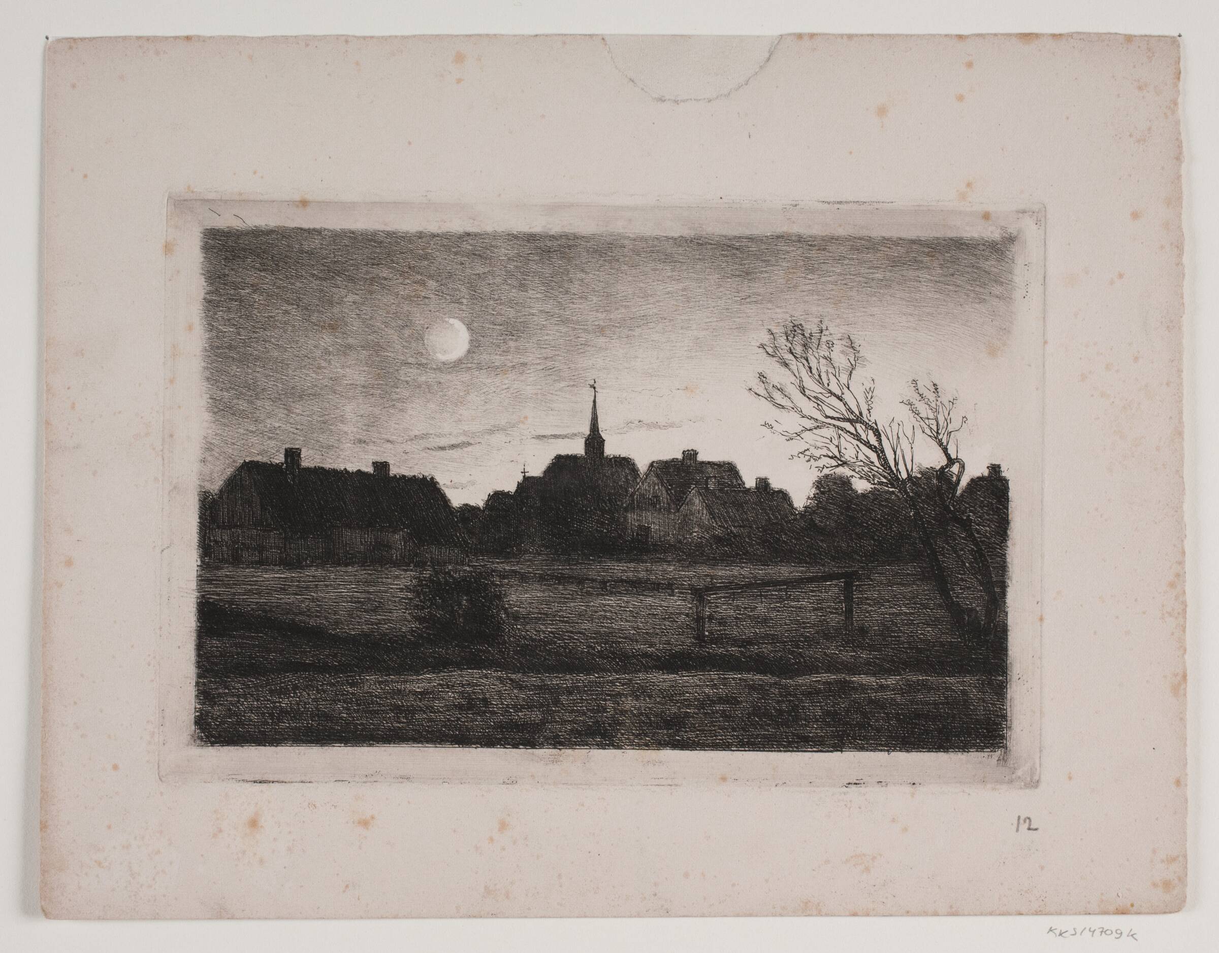 Hornbæk kirke, sommeraften, Carl Locher, 1887
