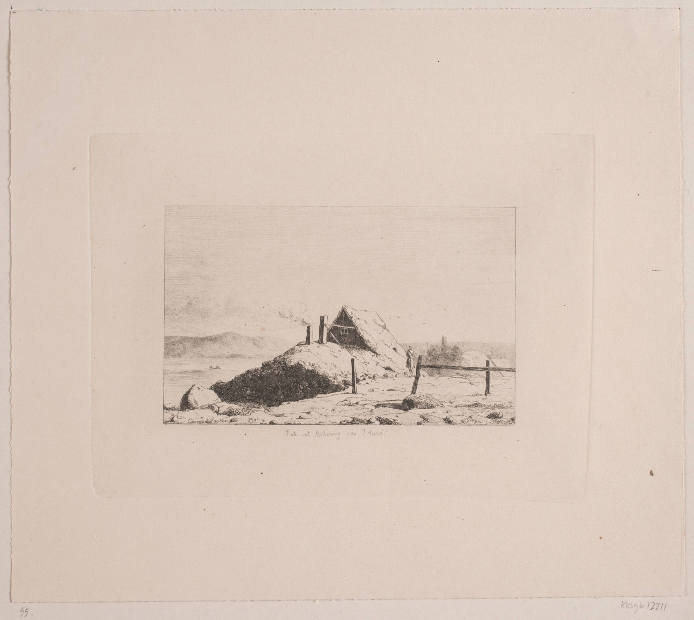 Parti ved Reykjavik på Island, Emanuel Larsen, 1850
